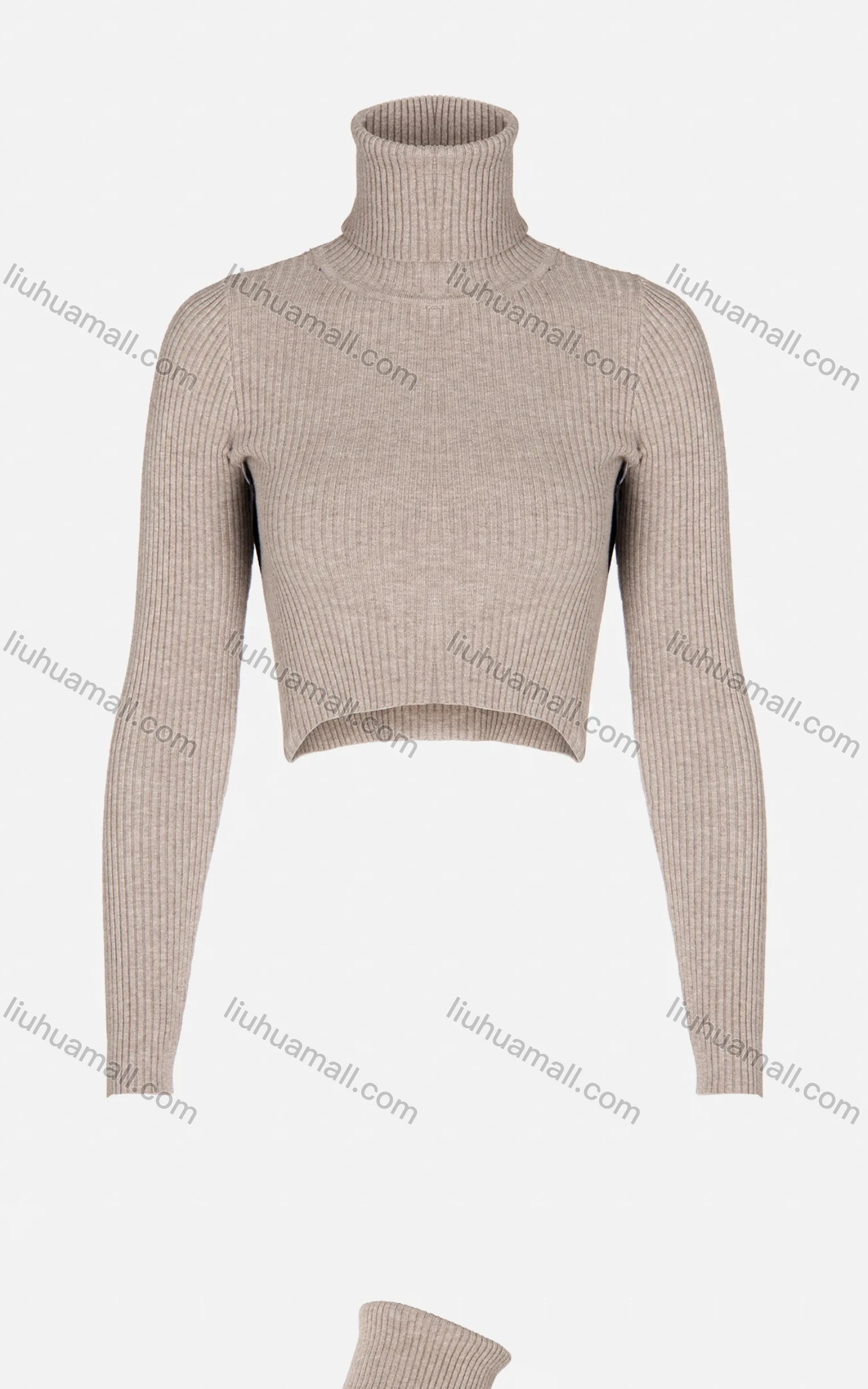 Wholesale Women's Rolled Neck Long Sleeve Crop Sweater - Liuhuamall