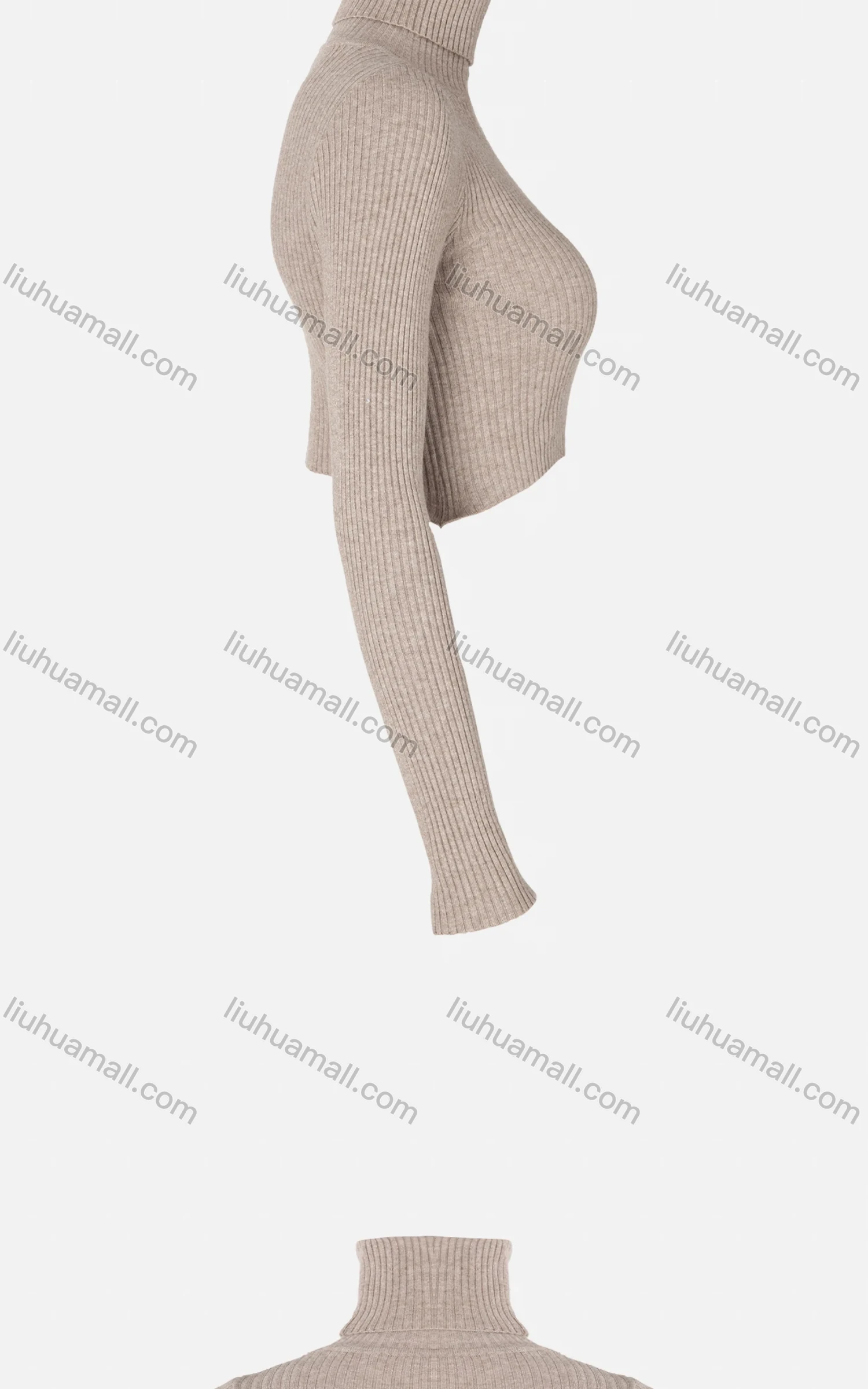 Wholesale Women's Rolled Neck Long Sleeve Crop Sweater - Liuhuamall