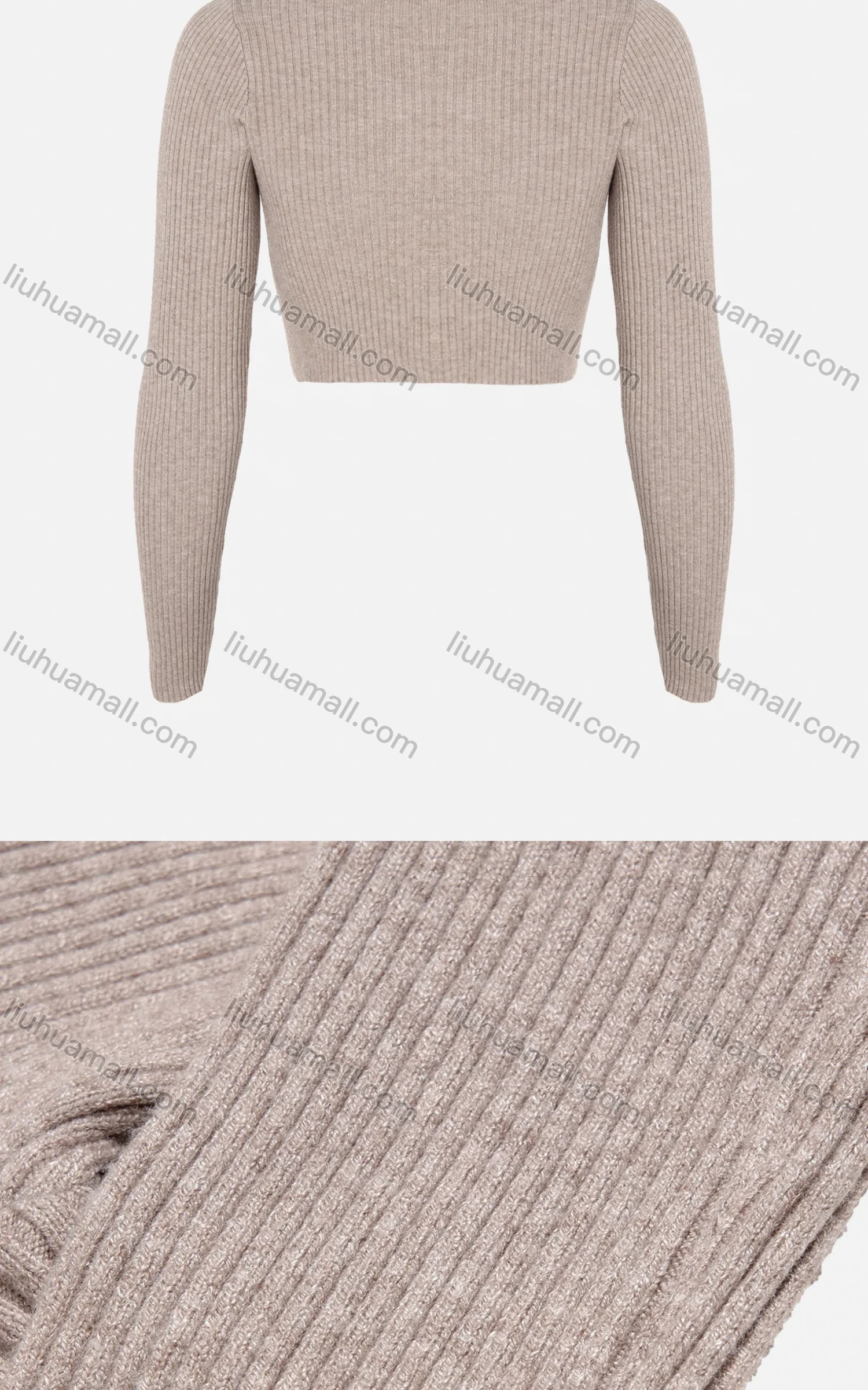 Wholesale Women's Rolled Neck Long Sleeve Crop Sweater - Liuhuamall
