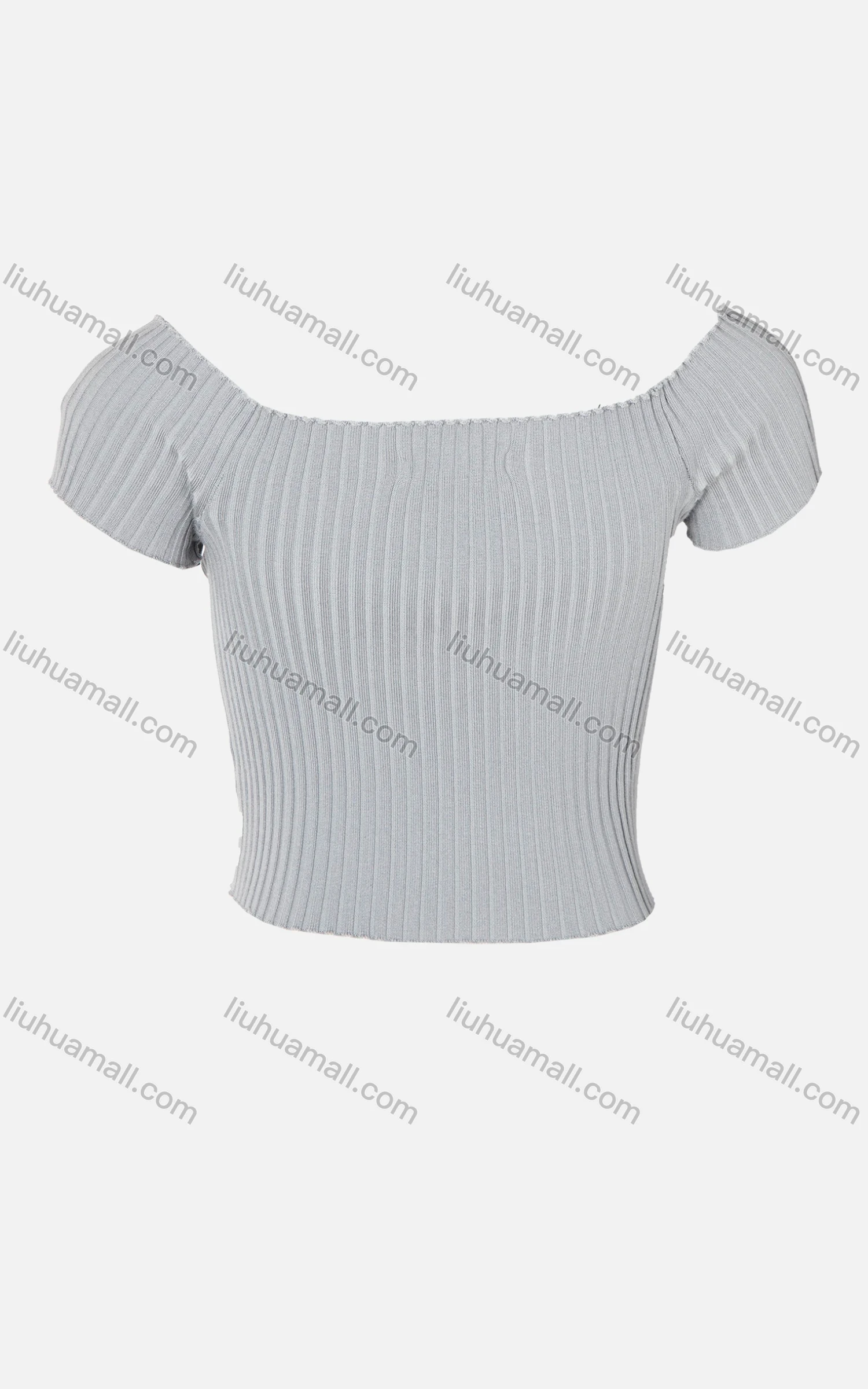 Wholesale Women's Off Shoulder Short Sleeve Rib-Knit Crop Top - Liuhuamall