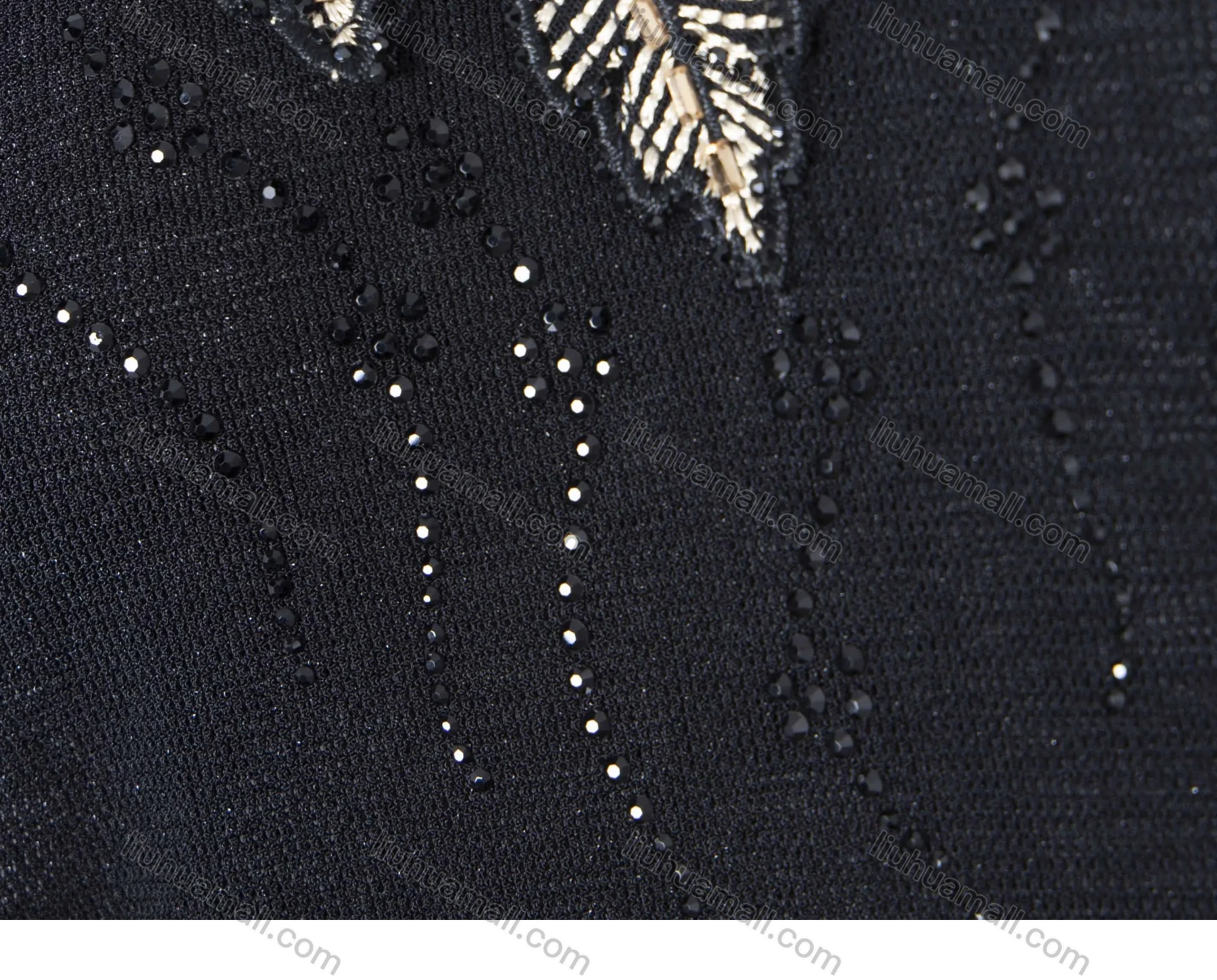 Wholesale Women's Casual Leaf Embroidery Rhinestone Sheer Mesh Long Sleeve Scallop Neck Top - Liuhuamall