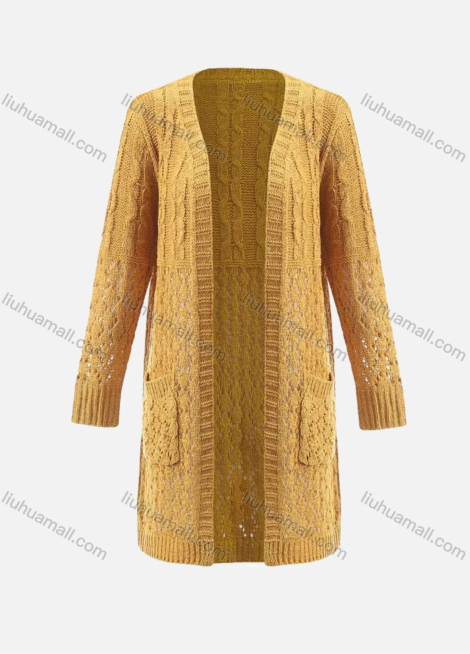 Wholesale Women's Casual Cable Knit Long Sleeve Sweater Cardigan - Liuhuamall