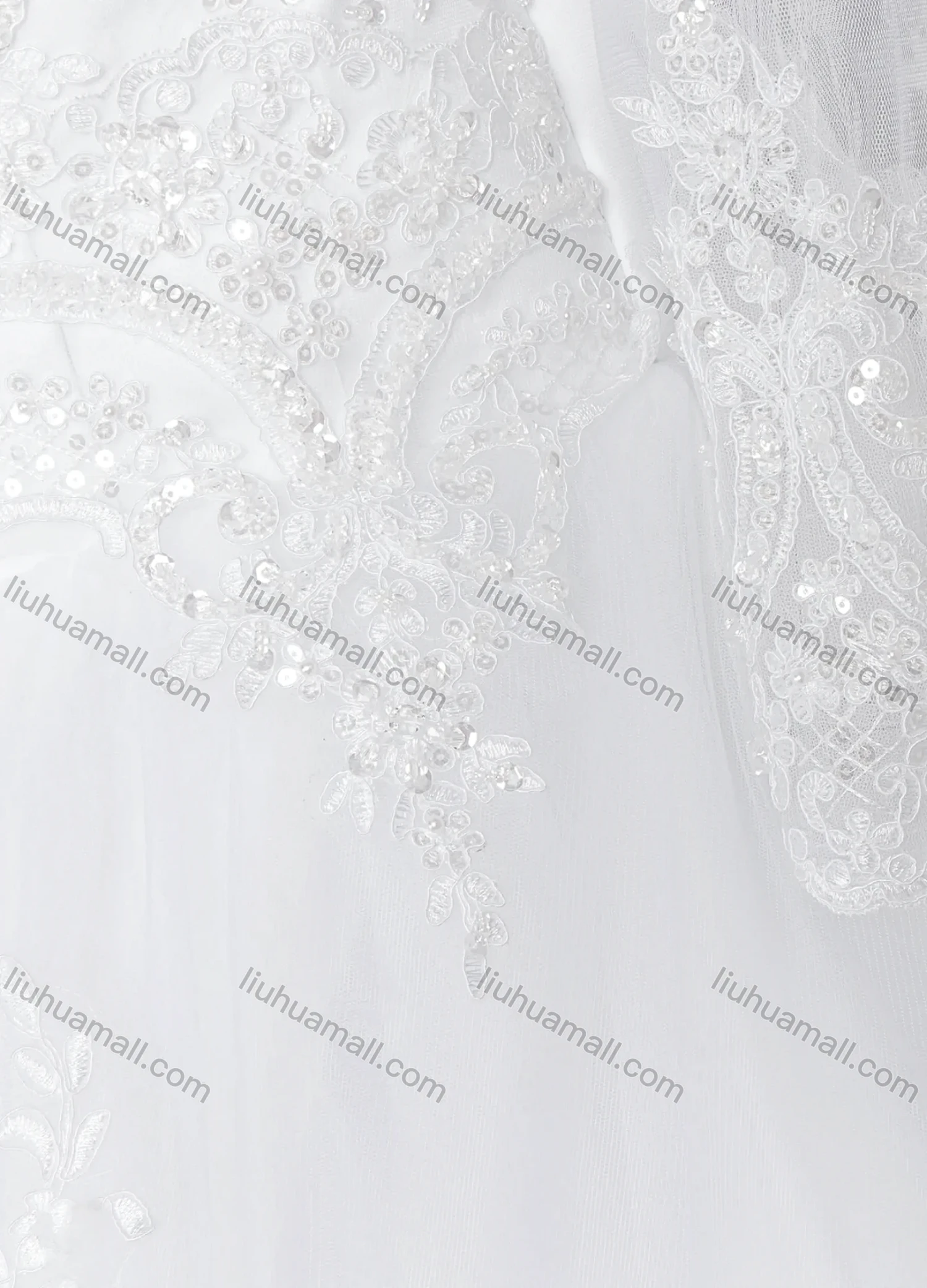 Wholesale Women's Glamorous Pearl Off Shoulder Embroidery Sequin Beaded Applique Corset Bodice Classic Tulle Wedding Gown - Liuhuamall