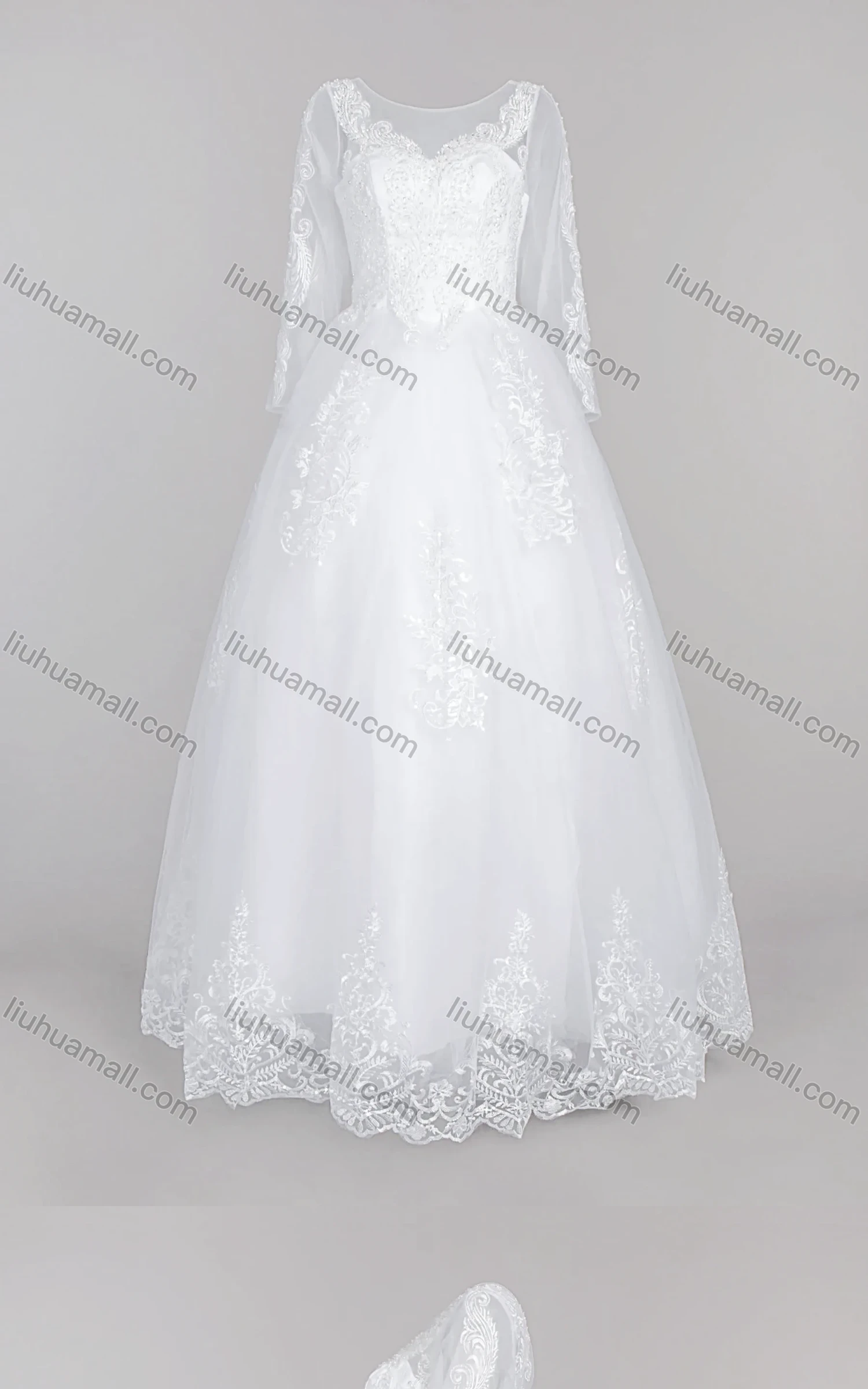 Wholesale Women's Glamorous Sweetheart Embroidery Pearl Decor Corset Bodice Classic Tulle Wedding Gown - Liuhuamall