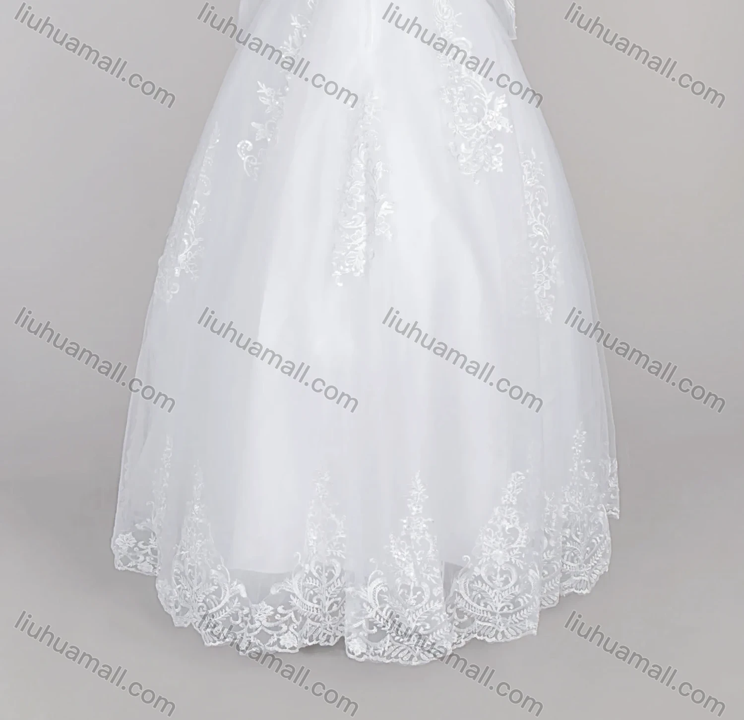 Wholesale Women's Glamorous Sweetheart Embroidery Pearl Decor Corset Bodice Classic Tulle Wedding Gown - Liuhuamall