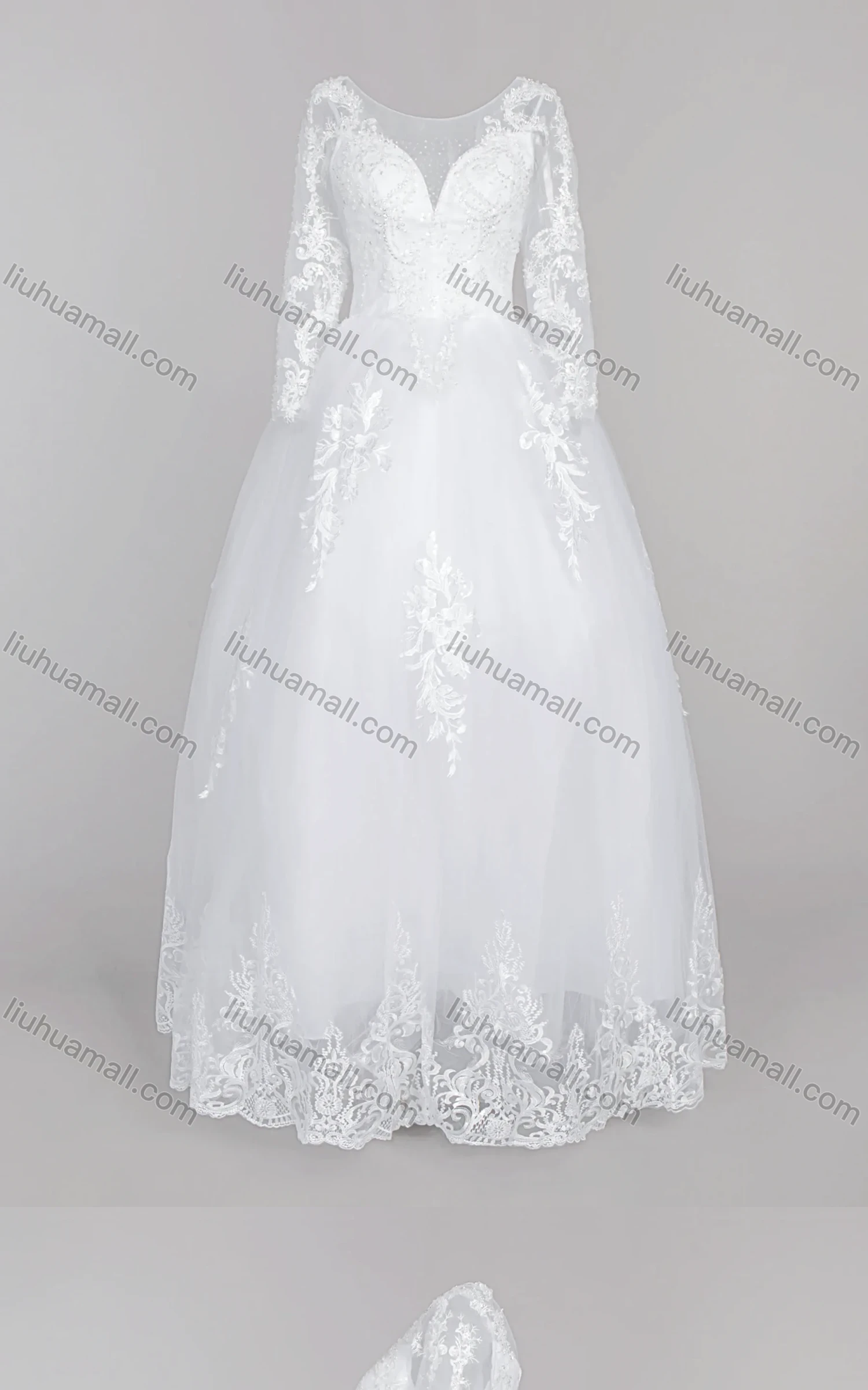 Wholesale Women's Glamorous Embroidery Sweetheart Sequin Pearl Corset Bodice Classic Tulle Wedding Dress - Liuhuamall