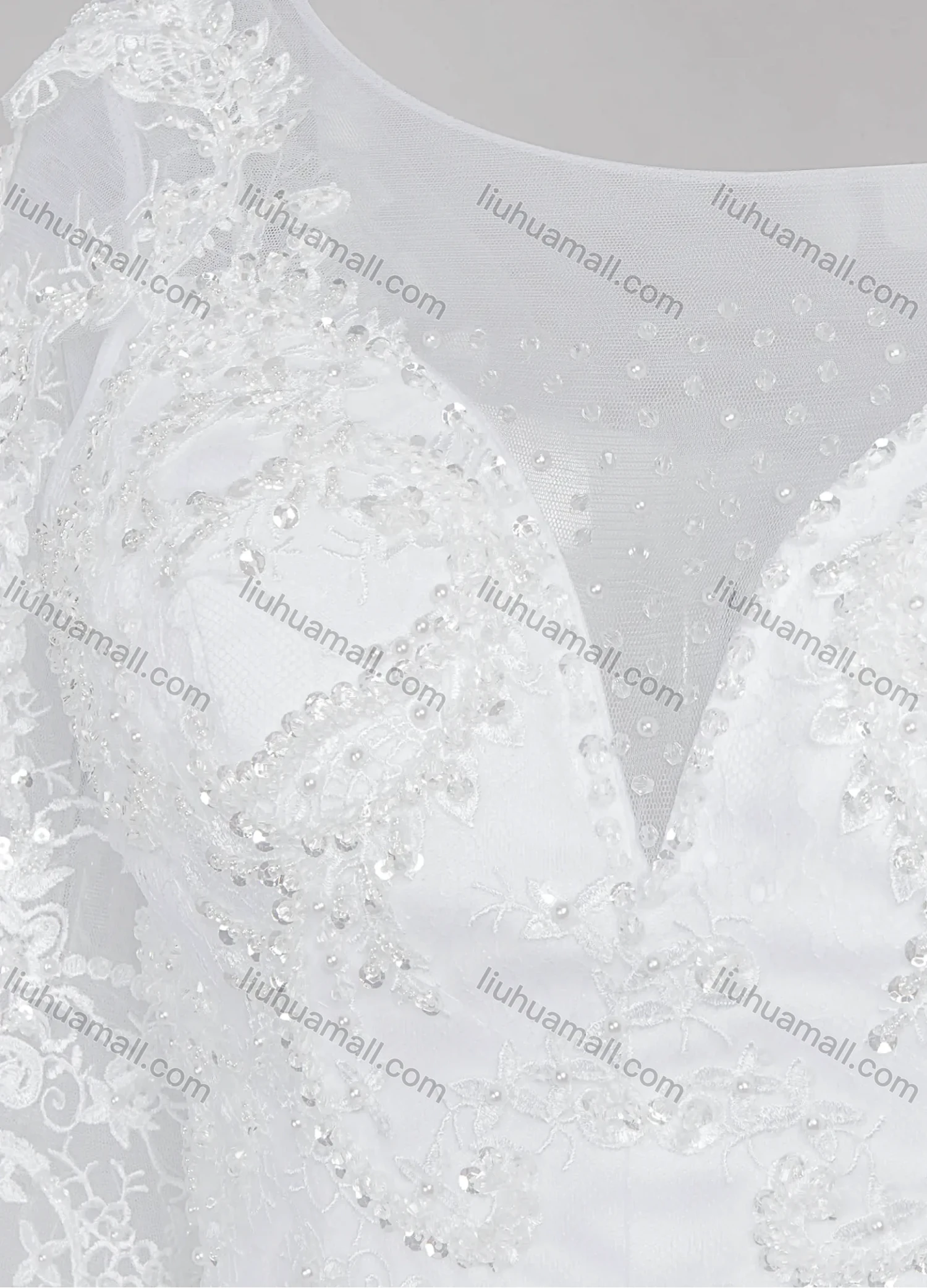 Wholesale Women's Glamorous Embroidery Sweetheart Sequin Pearl Corset Bodice Classic Tulle Wedding Dress - Liuhuamall