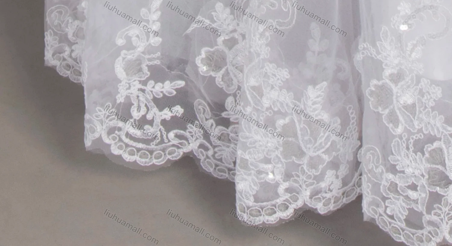 Wholesale Women's Glamorous Bateau Neck Embroidery Appliques Pearl Corset Bodice Classic Tulle Wedding Dress - Liuhuamall
