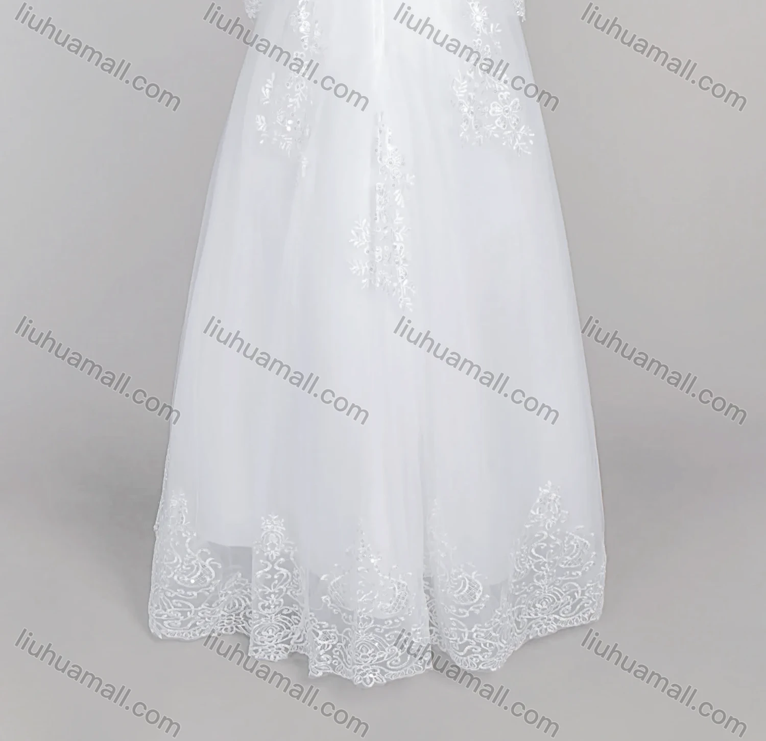 Wholesale Women's Glamorous Appliques Off Shoulder Embroidery Sequin Corset Bodice Classic Tulle Wedding Dress - Liuhuamall