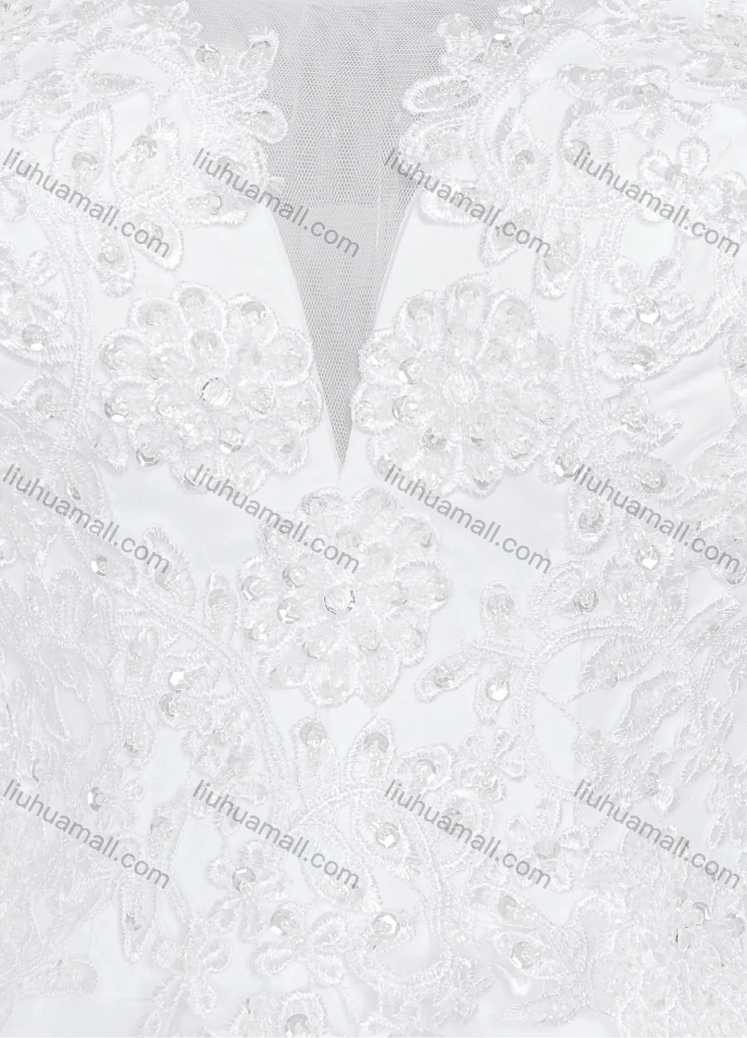 Wholesale Women's Glamorous Appliques Off Shoulder Embroidery Sequin Corset Bodice Classic Tulle Wedding Dress - Liuhuamall