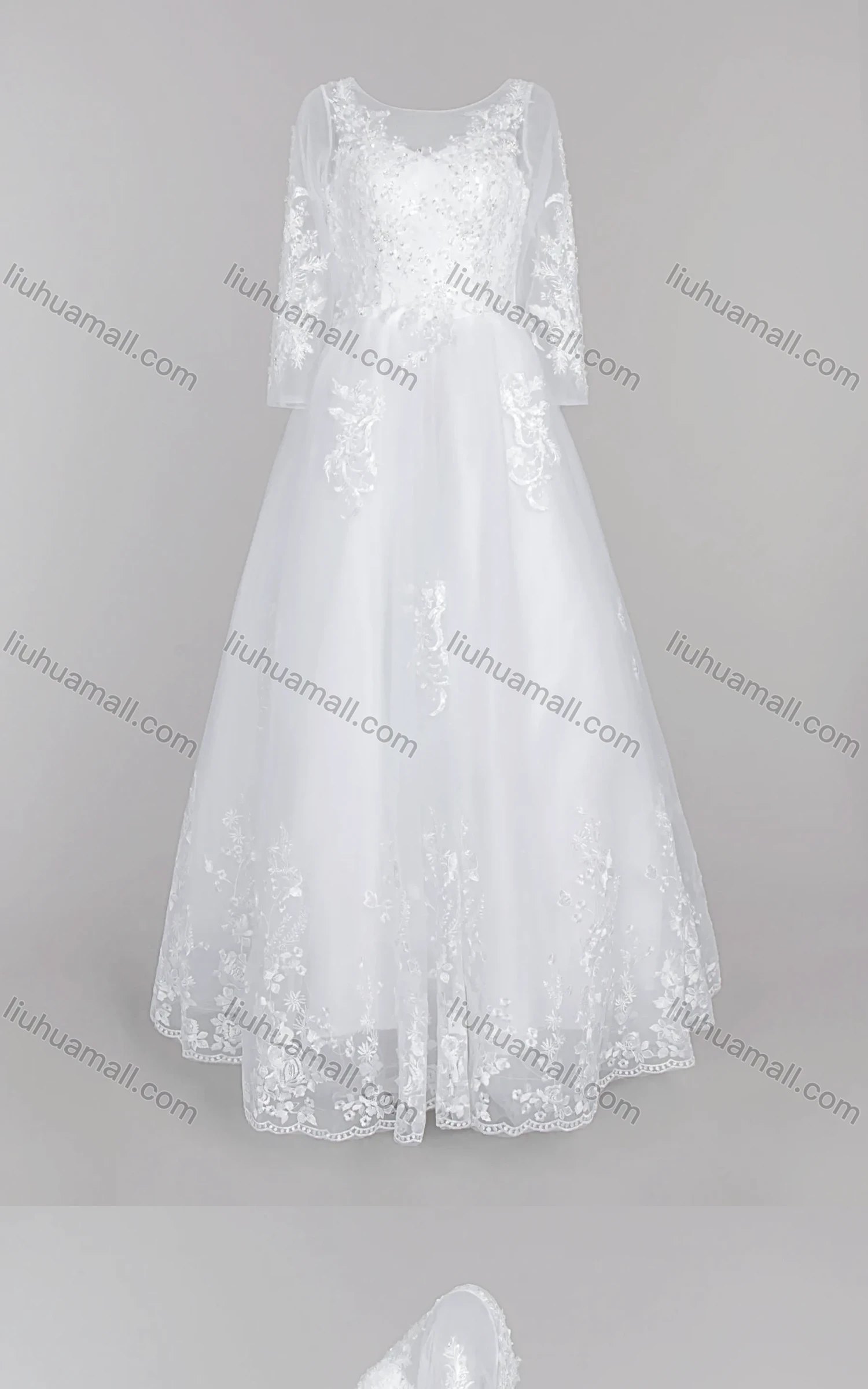 Wholesale Women's Glamorous V Neck Rhinestone Embroidery Corset Bodice Classic Tulle Wedding Dress - Liuhuamall