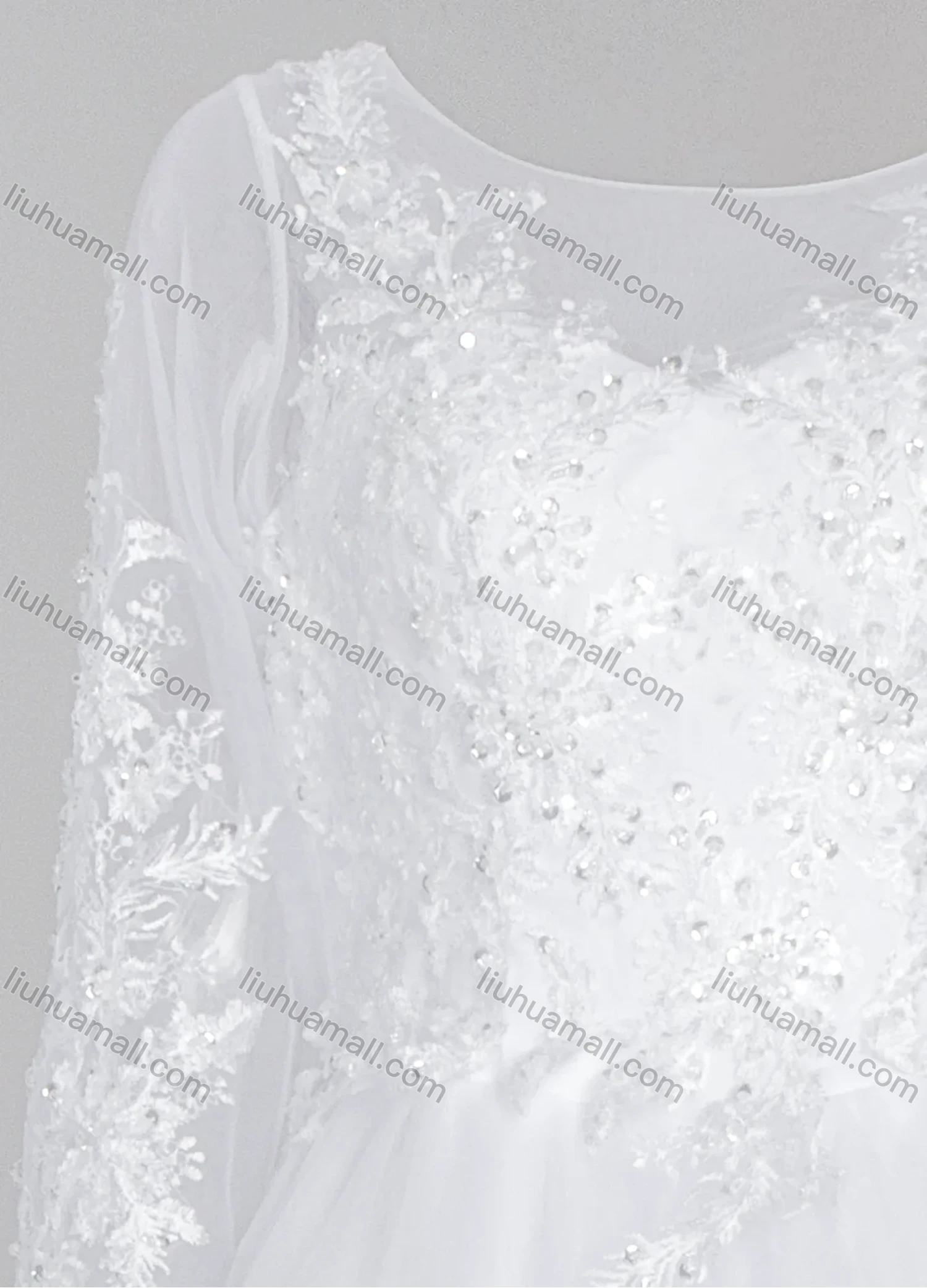 Wholesale Women's Glamorous V Neck Rhinestone Embroidery Corset Bodice Classic Tulle Wedding Dress - Liuhuamall