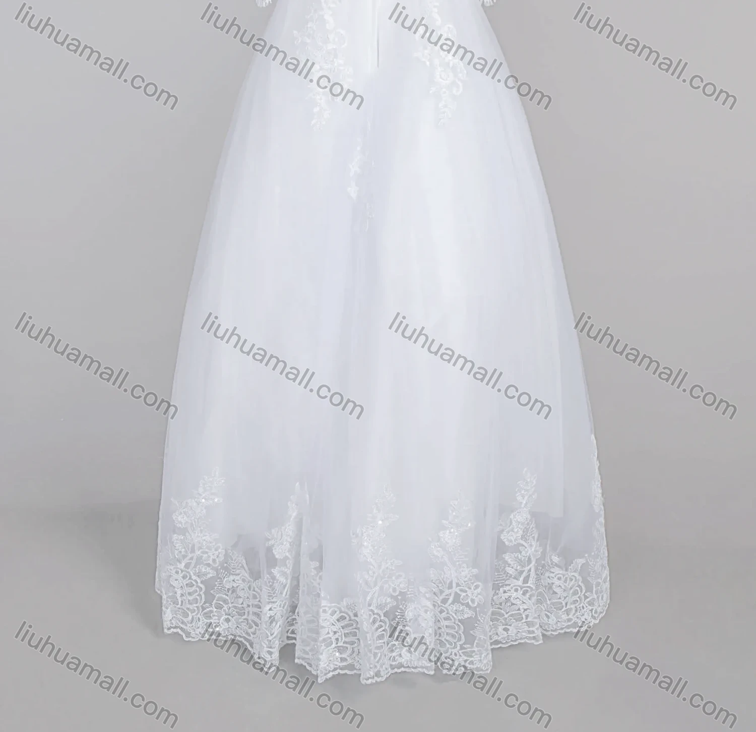 Wholesale Women's Glamorous Bateau Neck Rhinestone Embroidery Corset Bodice Classic Tulle Wedding Dress - Liuhuamall