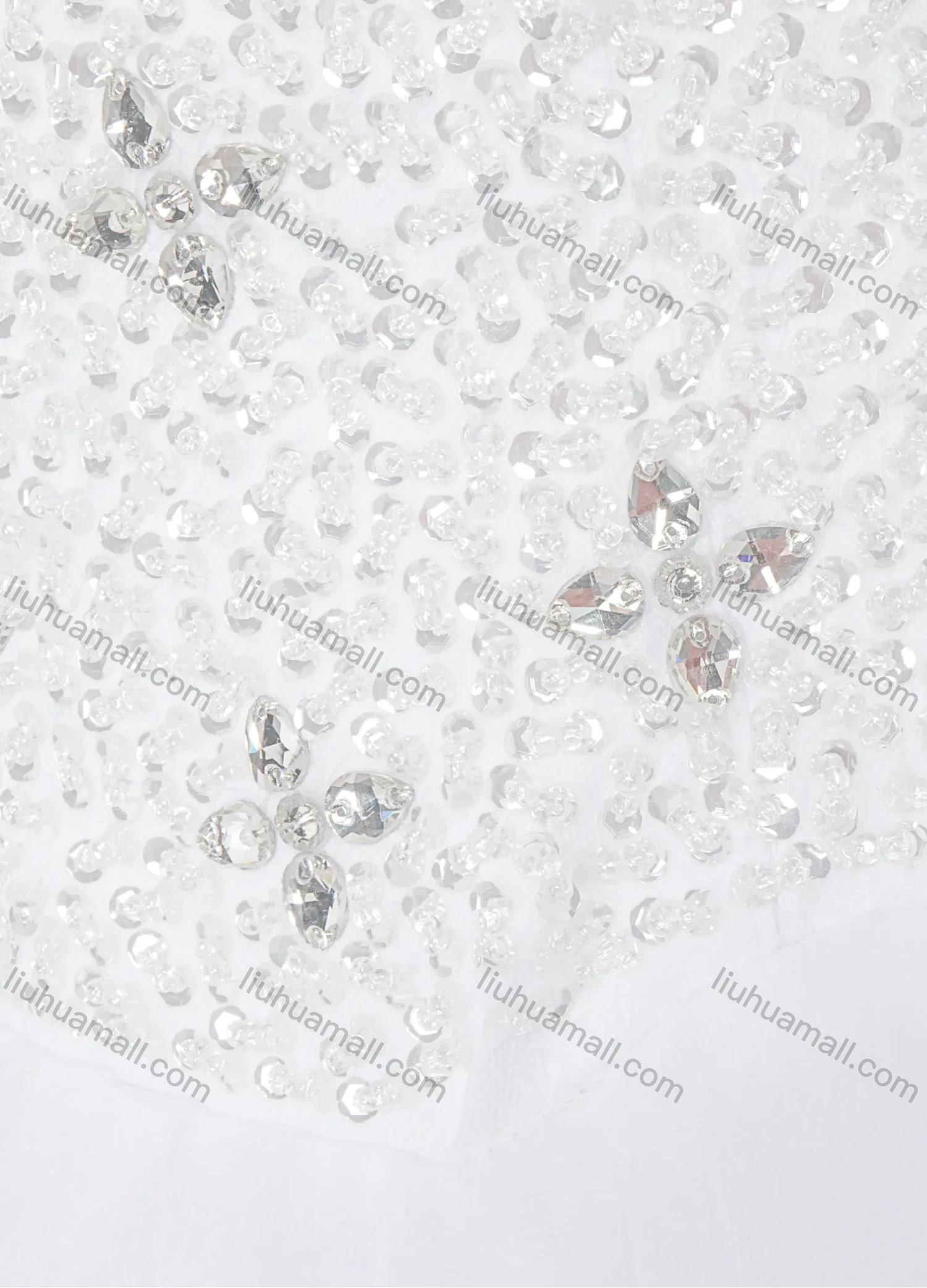 Wholesale Women's Glamorous Bateau Neck Rhinestone Embroidery Corset Bodice Classic Tulle Wedding Dress - Liuhuamall