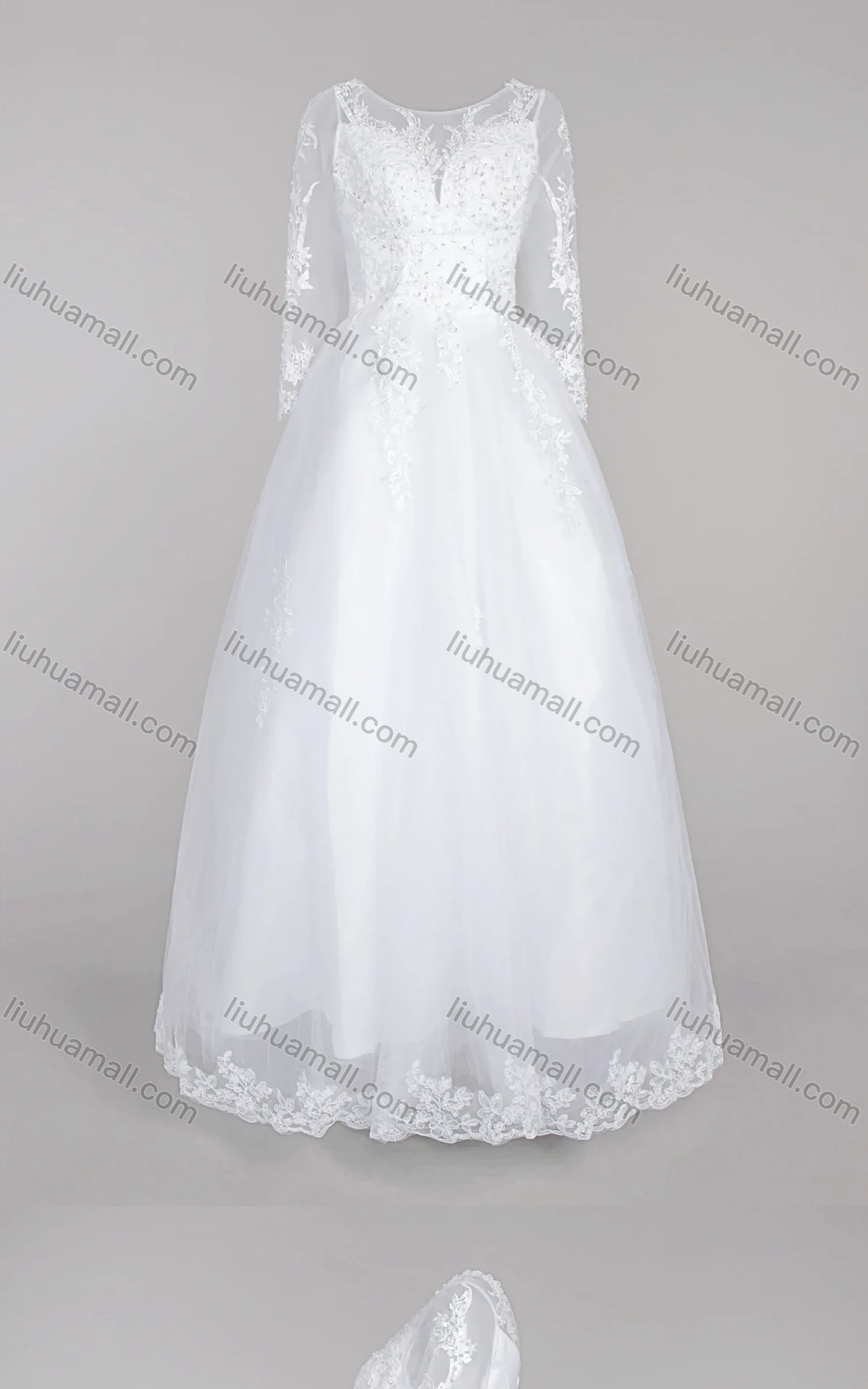 Wholesale Women's Glamorous Sweetheart Embroidery Sequin Corset Bodice Classic Tulle Wedding Dress - Liuhuamall