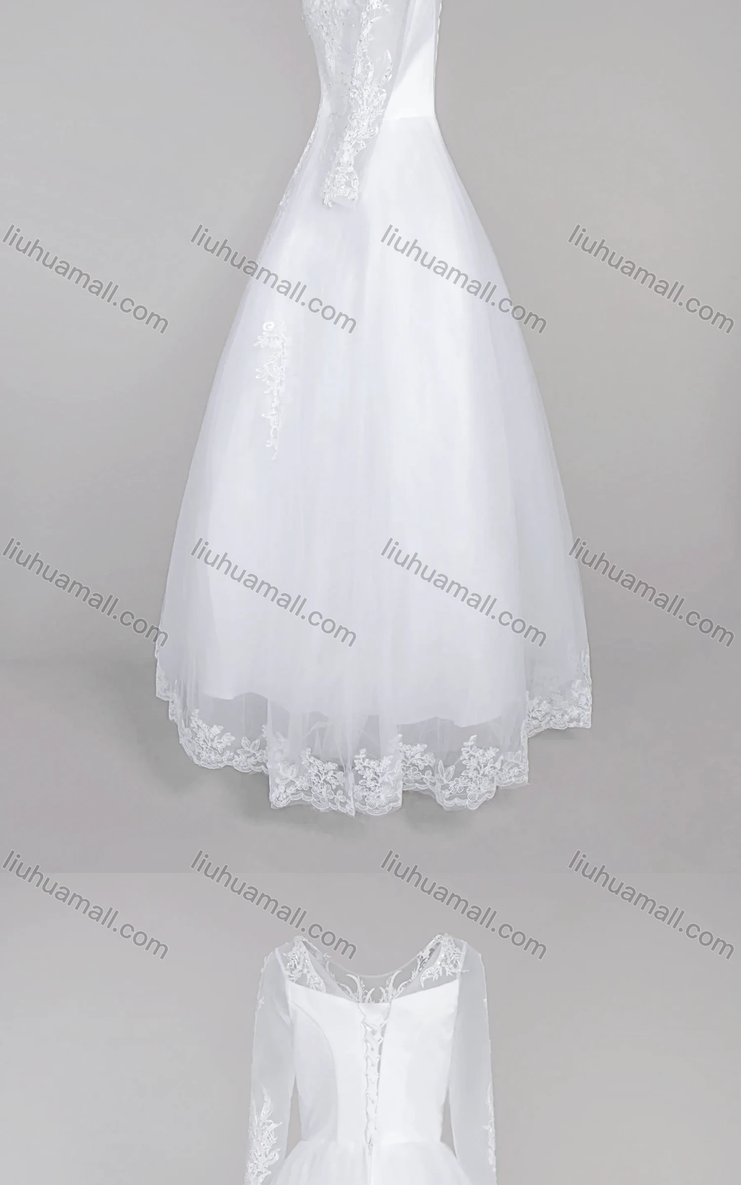 Wholesale Women's Glamorous Sweetheart Embroidery Sequin Corset Bodice Classic Tulle Wedding Dress - Liuhuamall