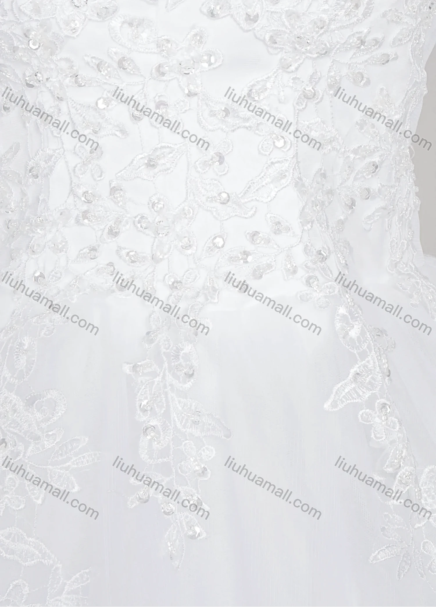 Wholesale Women's Glamorous Sweetheart Embroidery Sequin Corset Bodice Classic Tulle Wedding Dress - Liuhuamall