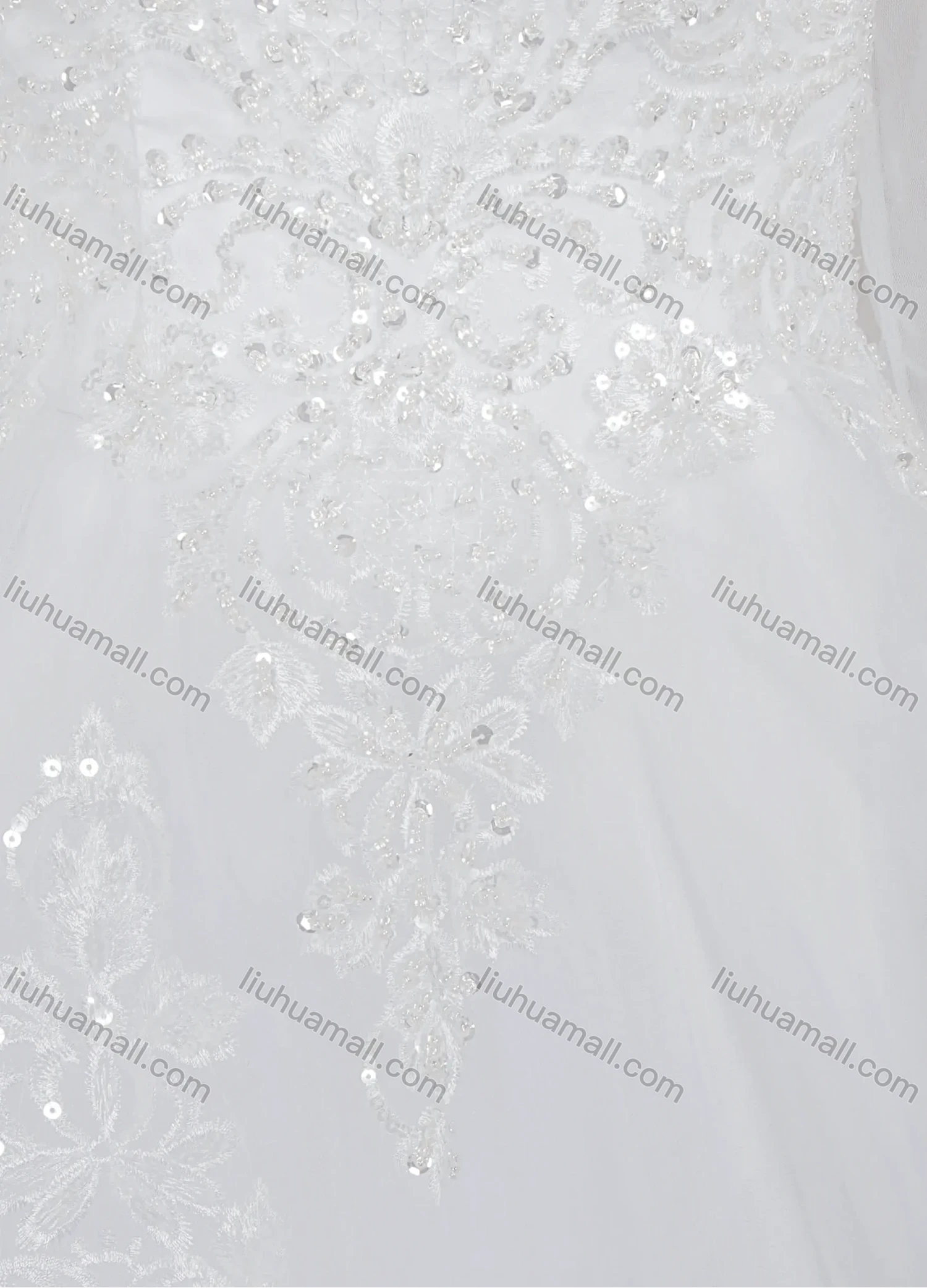 Wholesale Women's Glamorous Scoop Neck Embroidery Sequin Corset Bodice Classic Tulle Wedding Dress - Liuhuamall