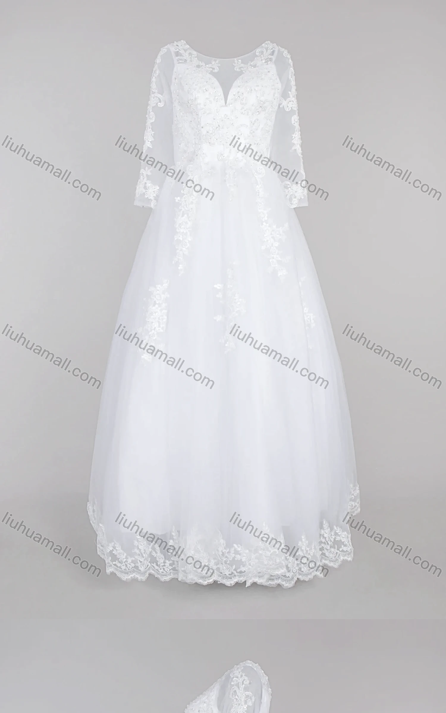 Wholesale Women's Glamorous Embroidery Sweetheart Sequin Appliques Corset Bodice Classic Tulle Wedding Dress - Liuhuamall