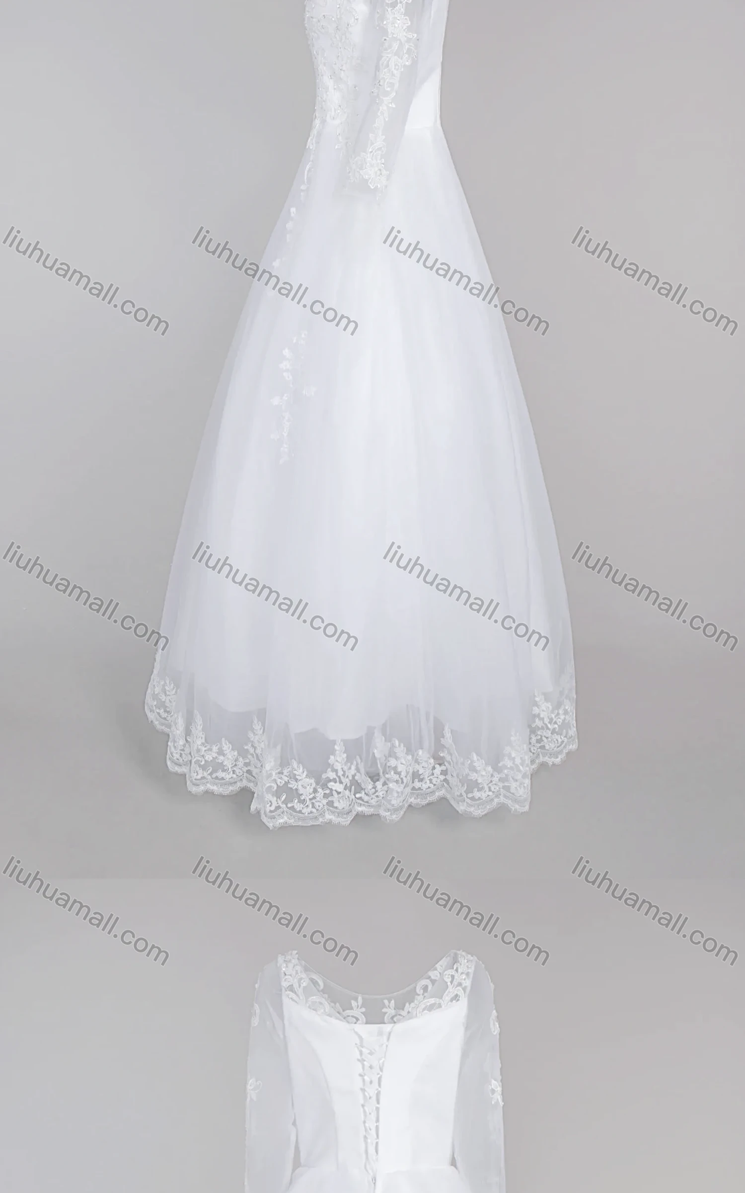 Wholesale Women's Glamorous Embroidery Sweetheart Sequin Appliques Corset Bodice Classic Tulle Wedding Dress - Liuhuamall