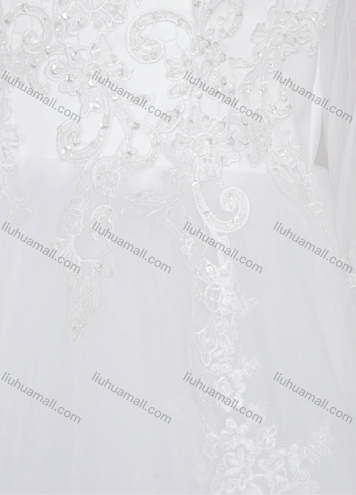 Wholesale Women's Glamorous Embroidery Sweetheart Sequin Appliques Corset Bodice Classic Tulle Wedding Dress - Liuhuamall