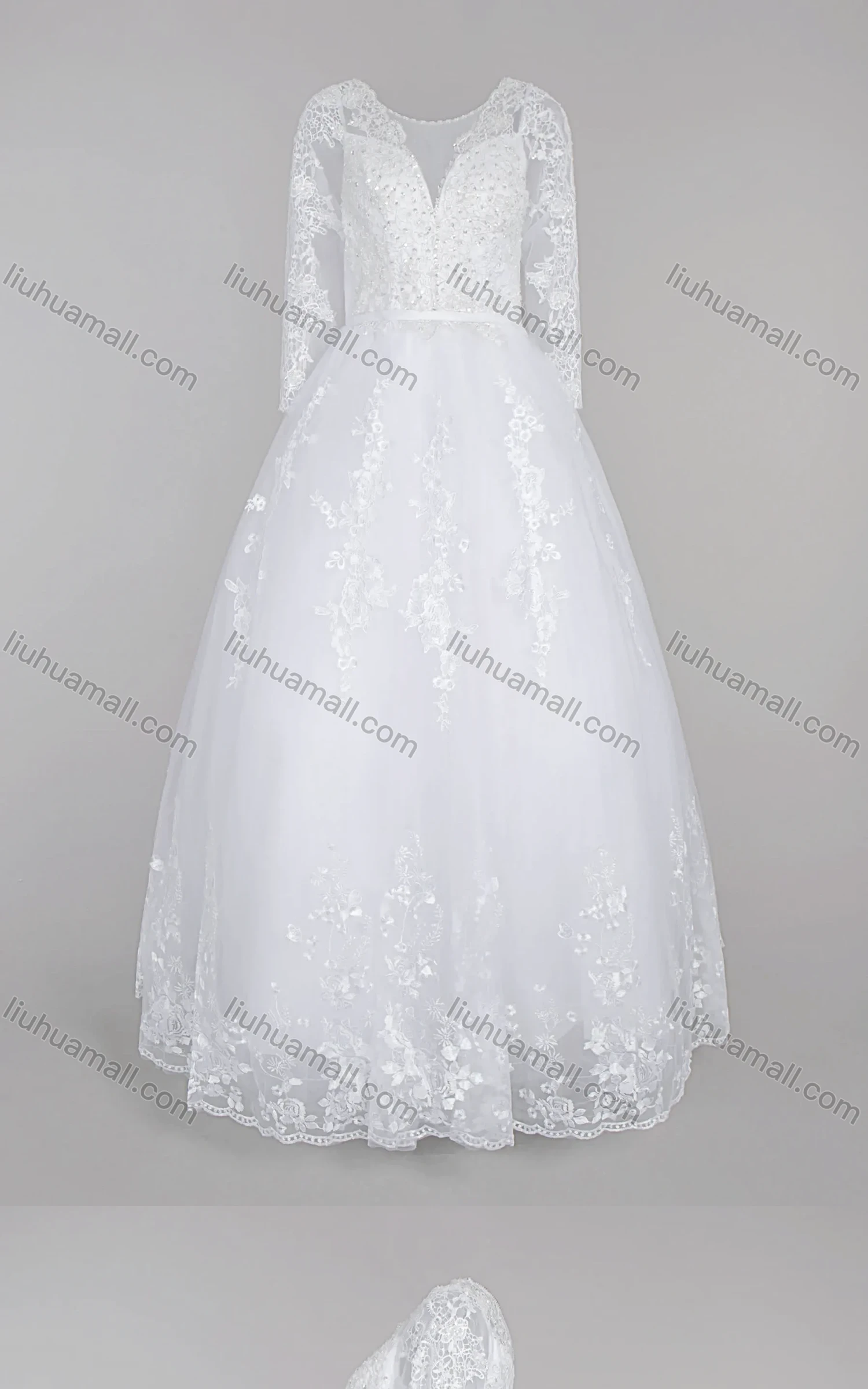 Wholesale Women's Glamorous Embroidery Sweetheart Sequin Appliques Corset Bodice Classic Tulle Wedding Dress - Liuhuamall