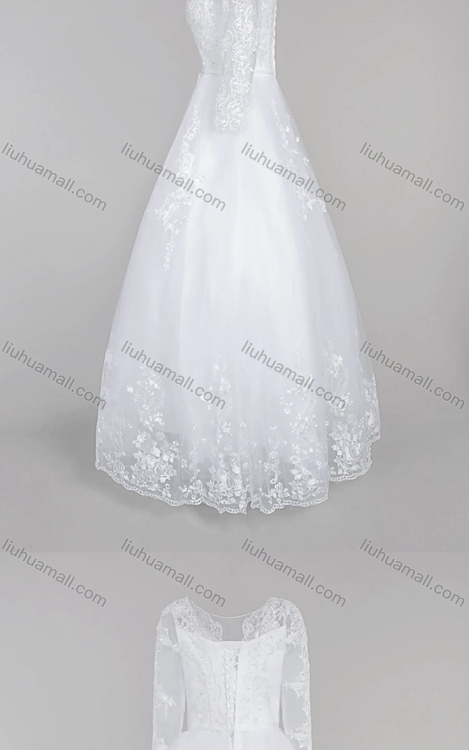 Wholesale Women's Glamorous Embroidery Sweetheart Sequin Appliques Corset Bodice Classic Tulle Wedding Dress - Liuhuamall