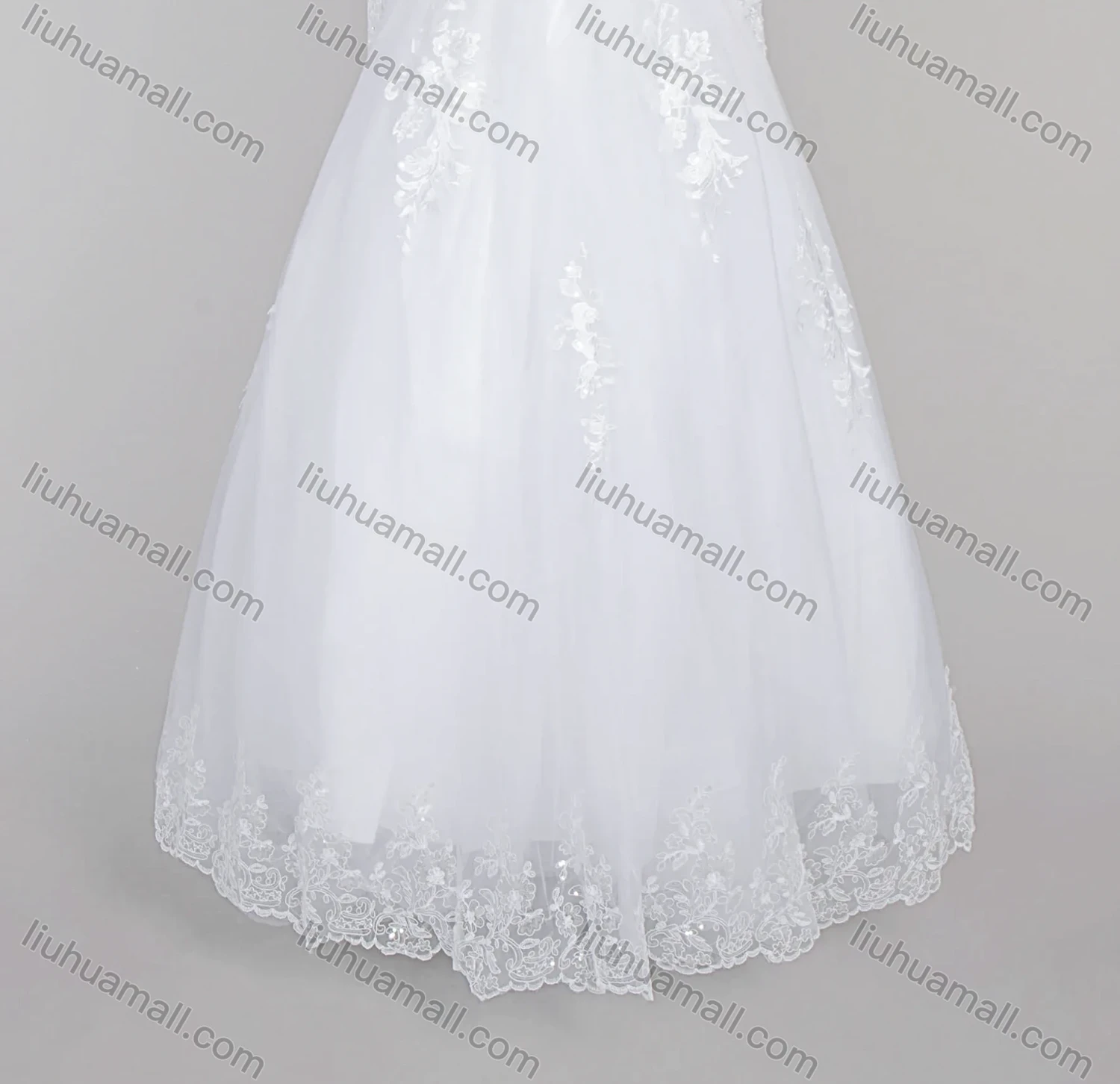 Wholesale Women's Glamorous Embroidery Bateau Neck Sequin Appliques Corset Bodice Classic Tulle Wedding Dress - Liuhuamall