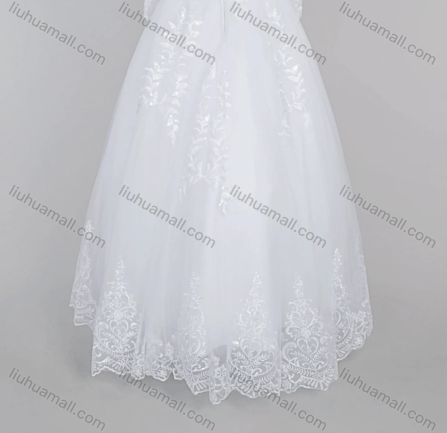 Wholesale Women's Glamorous Sequin Scoop Neck Beaded Applique Embroidery Corset Bodice Classic Tulle Wedding Dress - Liuhuamall