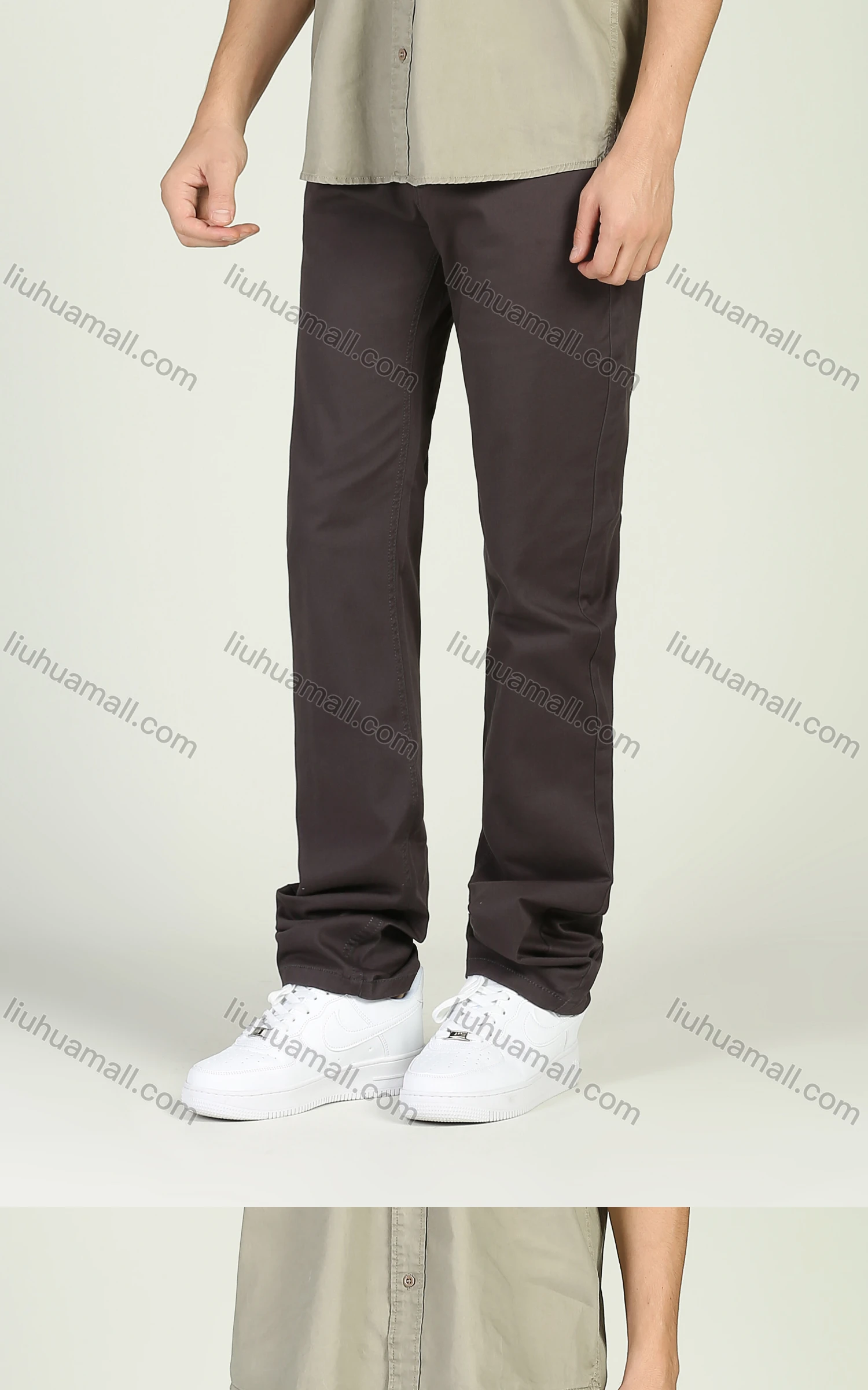 Wholesale Men's Casual Plain Straight Leg Trousers - Liuhuamall