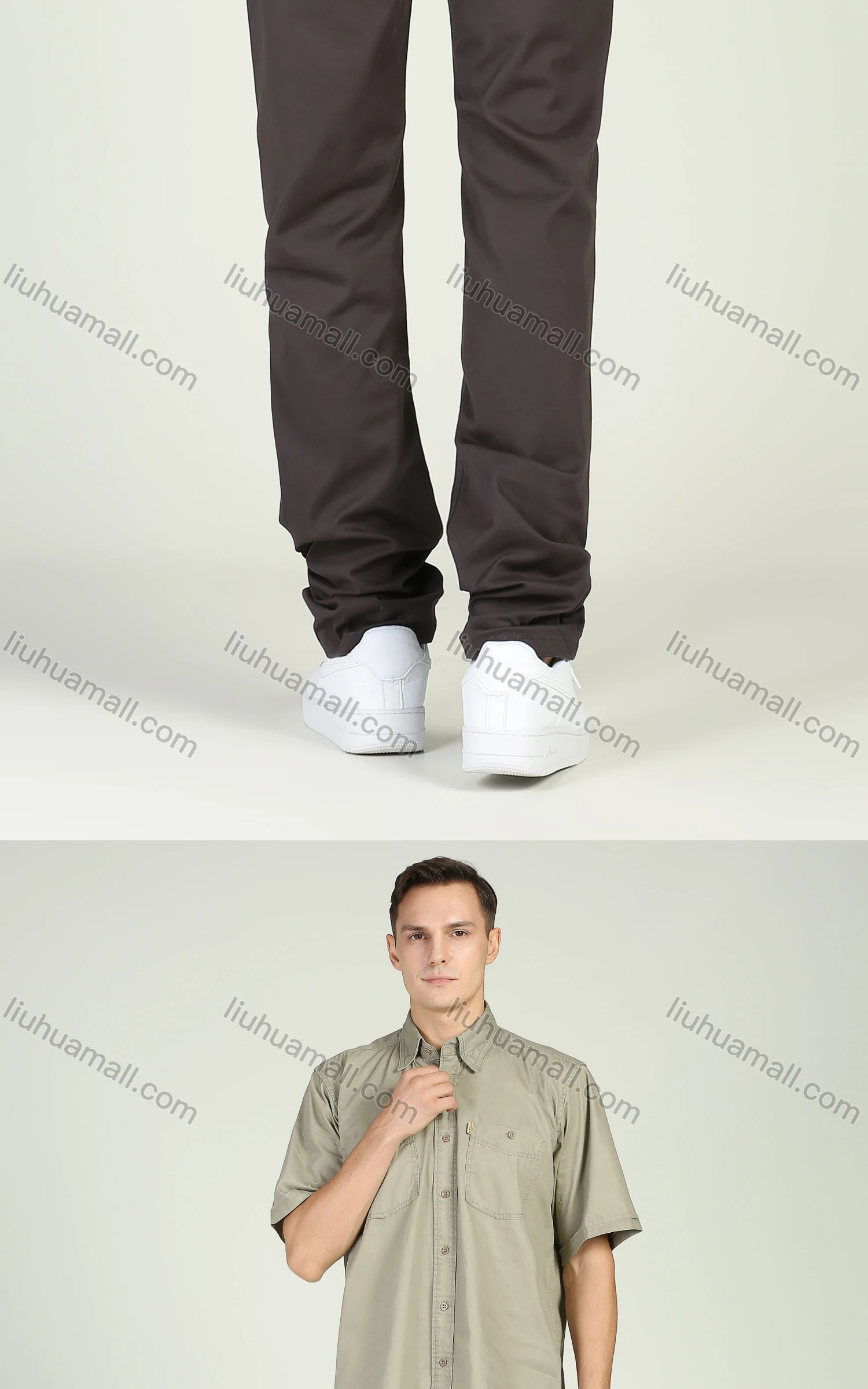 Wholesale Men's Casual Plain Straight Leg Trousers - Liuhuamall
