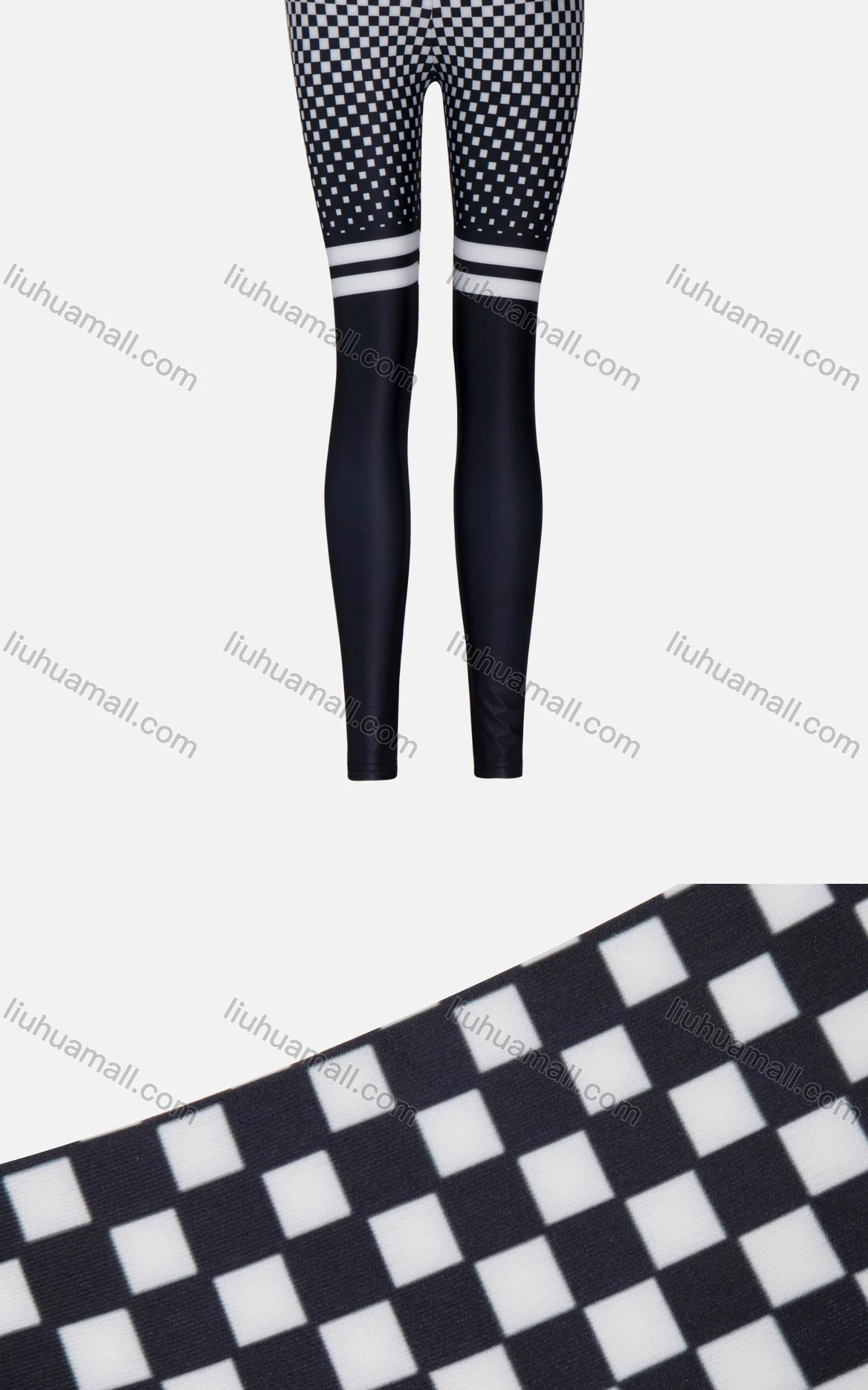 Wholesale Women's Sporty Checkerboard Striped High Waist Yoga Elasticity Leggings - Liuhuamall
