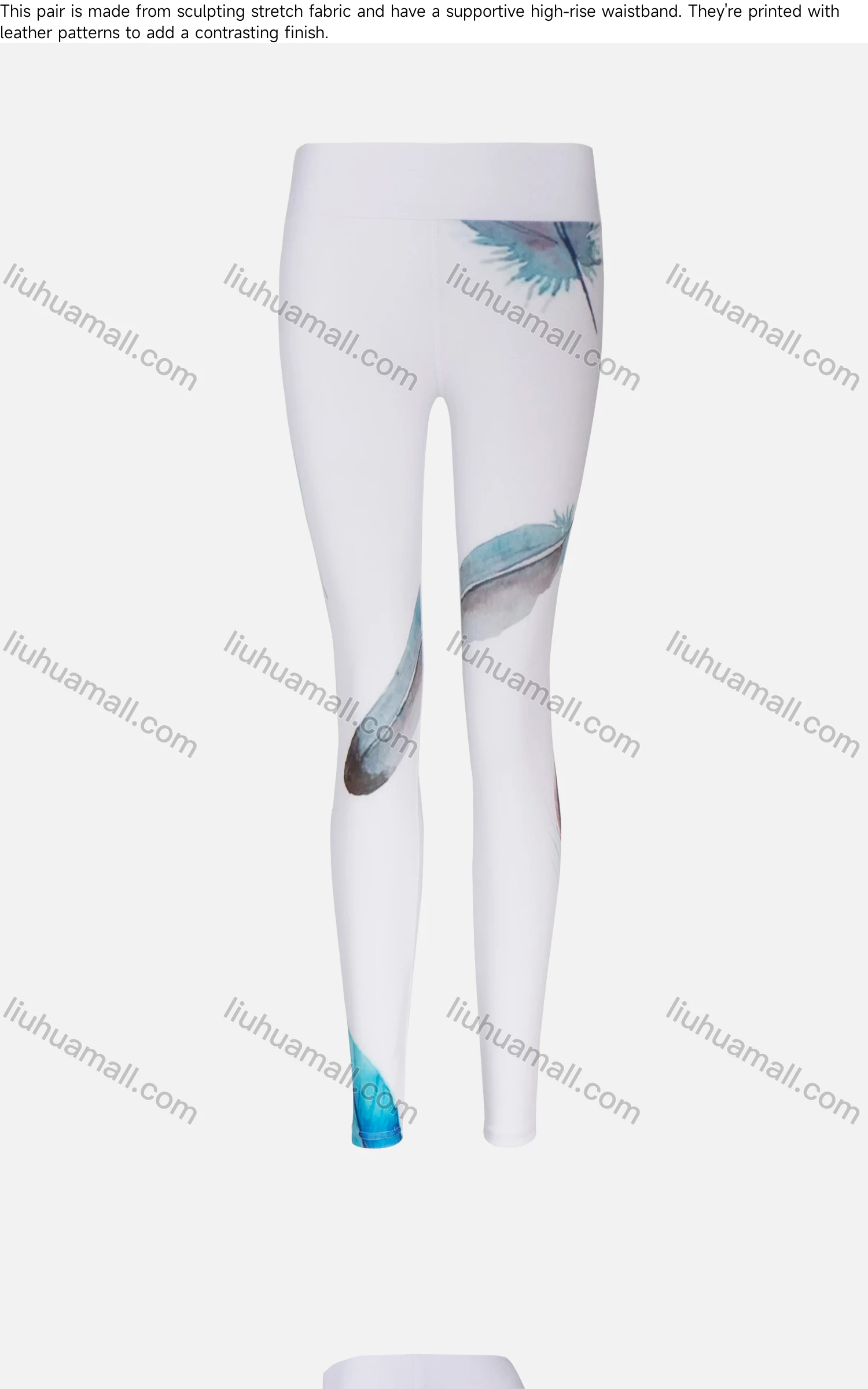 Wholesale Women's Sporty Feather Pattern High Waist Yoga Elasticity Leggings - Liuhuamall