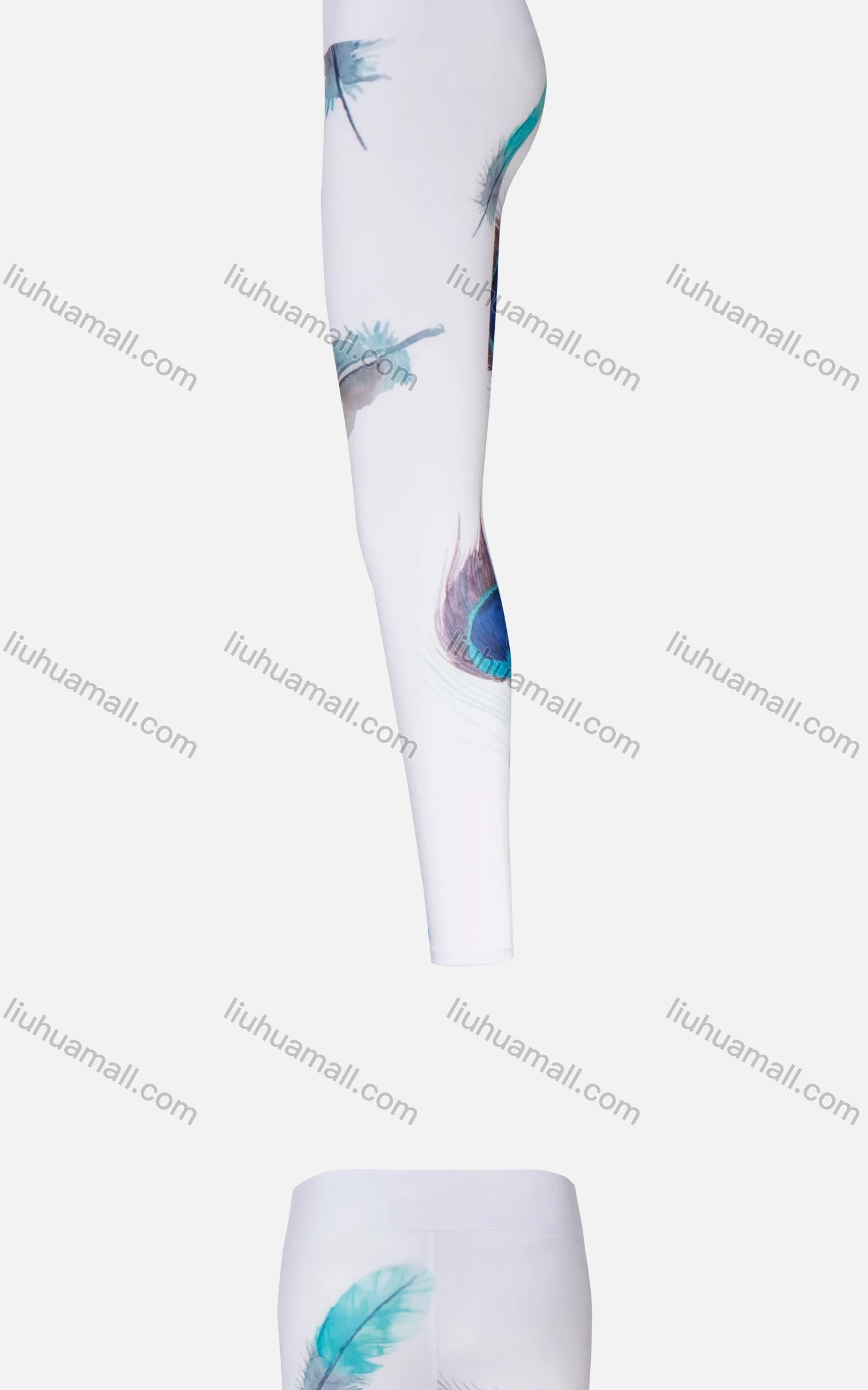 Wholesale Women's Sporty Feather Pattern High Waist Yoga Elasticity Leggings - Liuhuamall