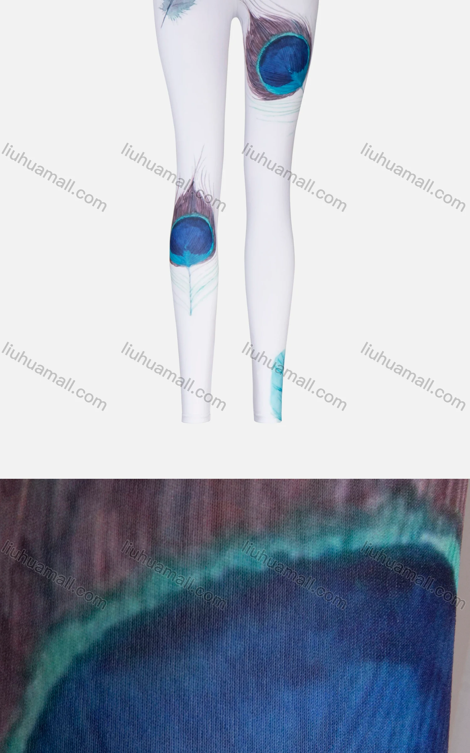 Wholesale Women's Sporty Feather Pattern High Waist Yoga Elasticity Leggings - Liuhuamall