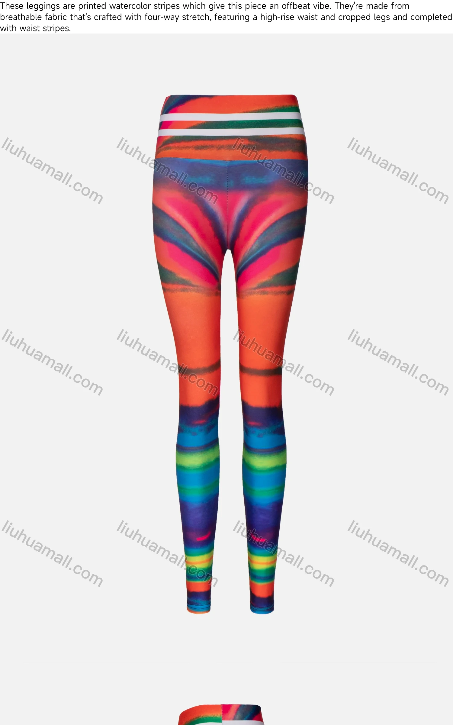 Wholesale Women's Sporty Irregular Water-colour Striped High Waist Yoga Elasticity Leggings - Liuhuamall