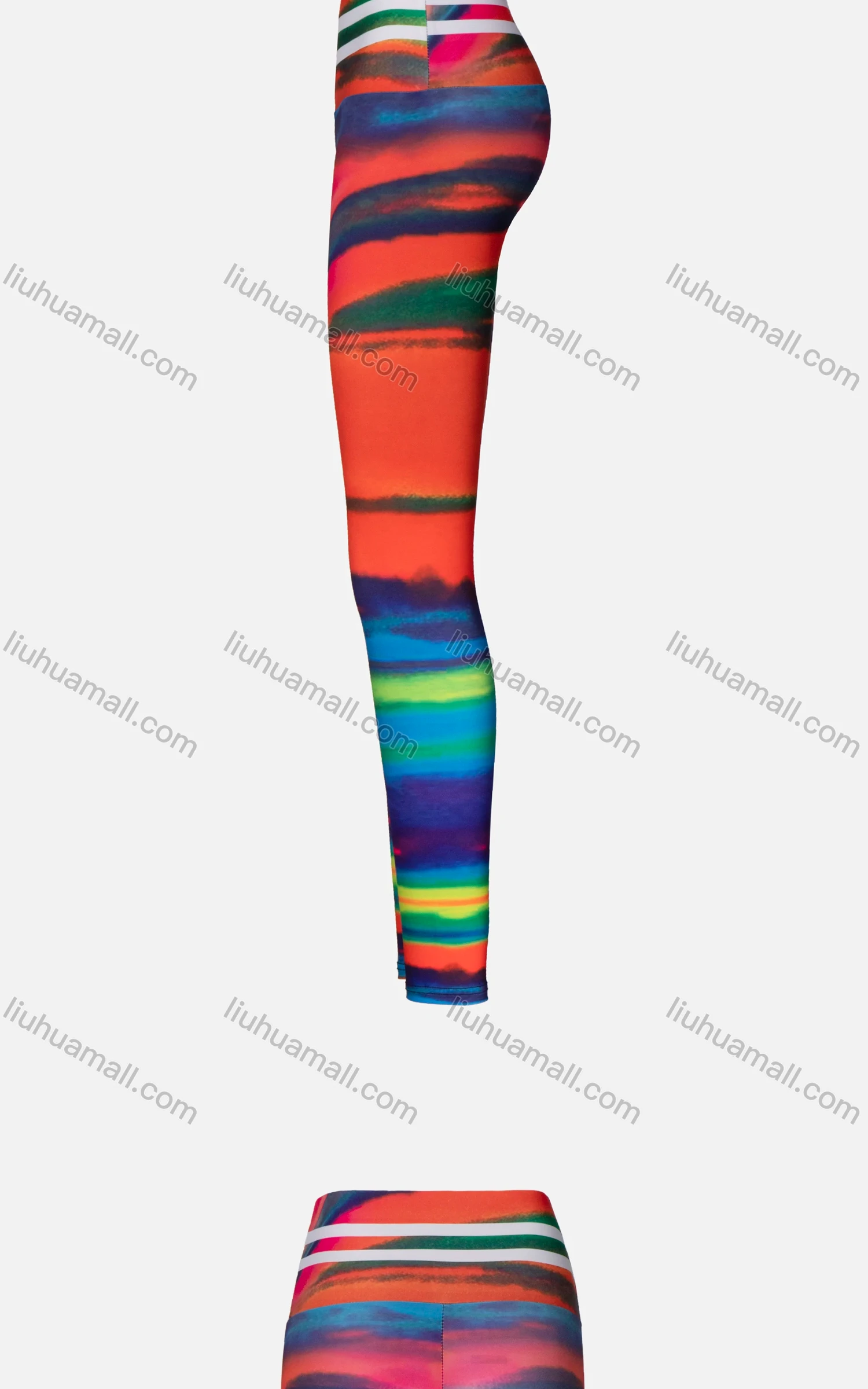 Wholesale Women's Sporty Irregular Water-colour Striped High Waist Yoga Elasticity Leggings - Liuhuamall