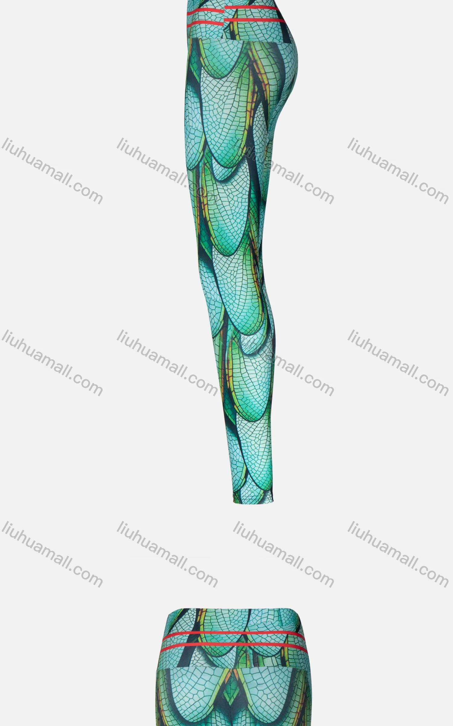 Wholesale Women's Athletic Allover Abstract Print Striped Trim High Waist Yoga Elasticity Leggings - Liuhuamall