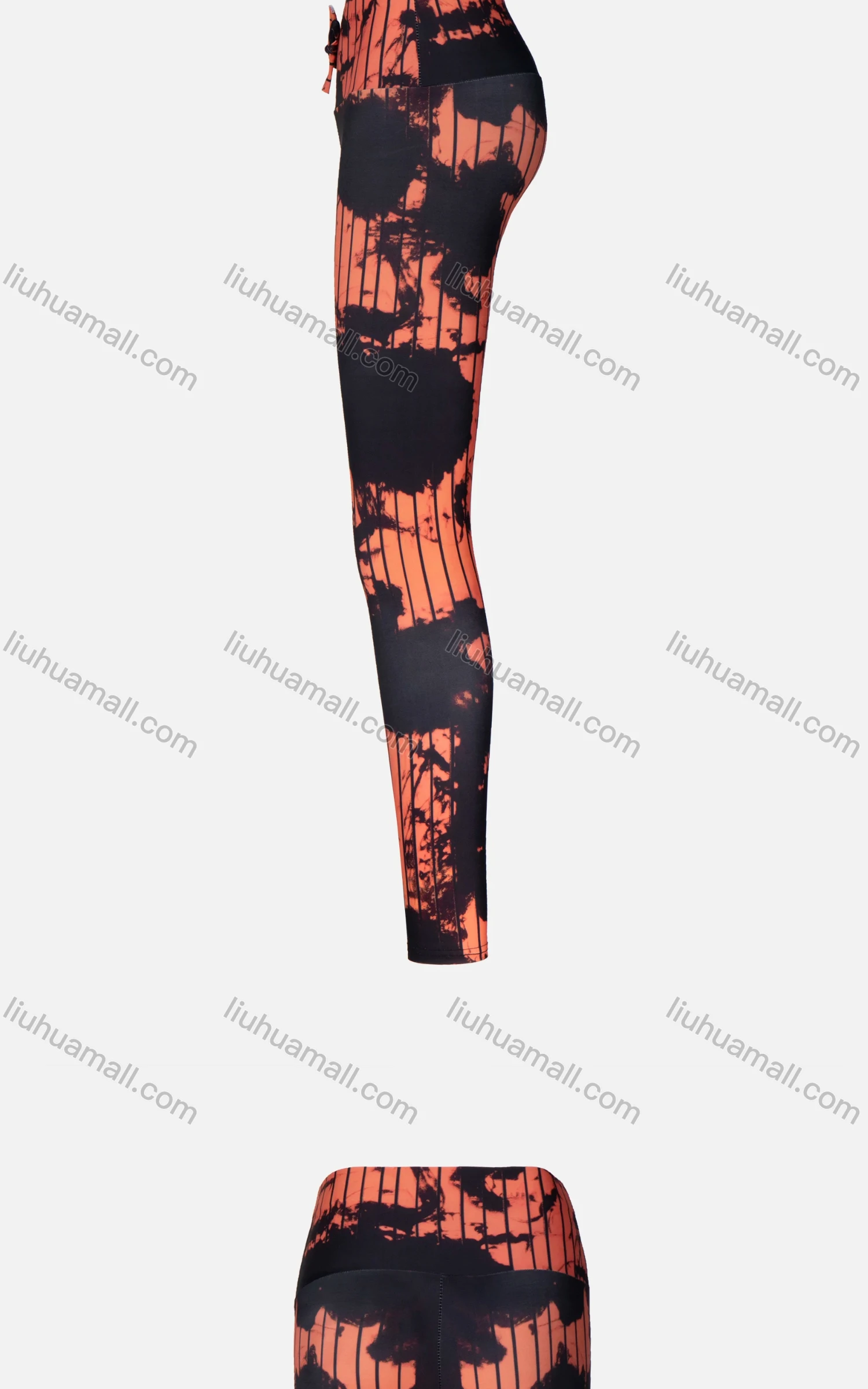 Wholesale Women's Athletic Abstract Striped Colorblock Print High Waist Yoga Elasticity Leggings - Liuhuamall