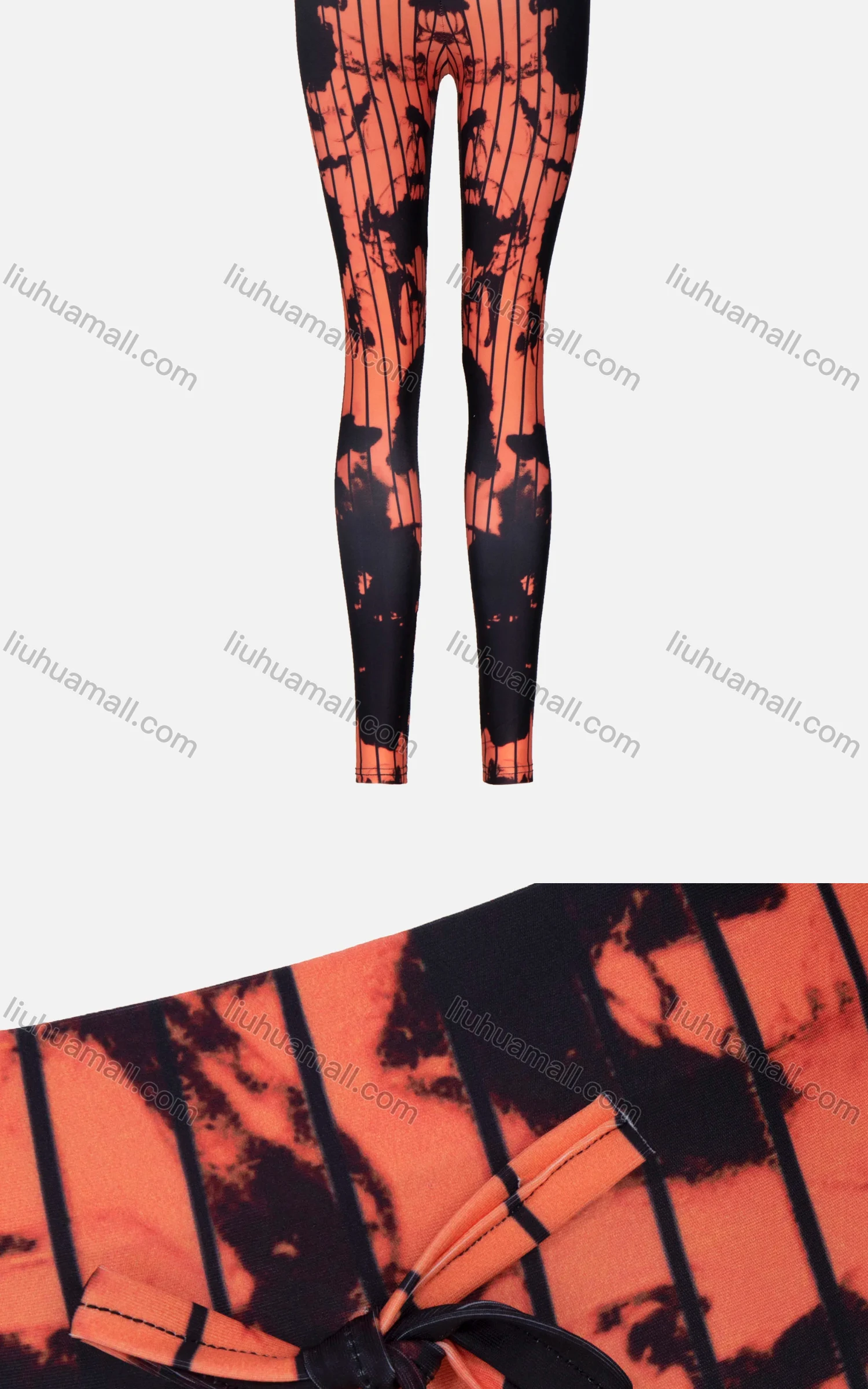 Wholesale Women's Athletic Abstract Striped Colorblock Print High Waist Yoga Elasticity Leggings - Liuhuamall