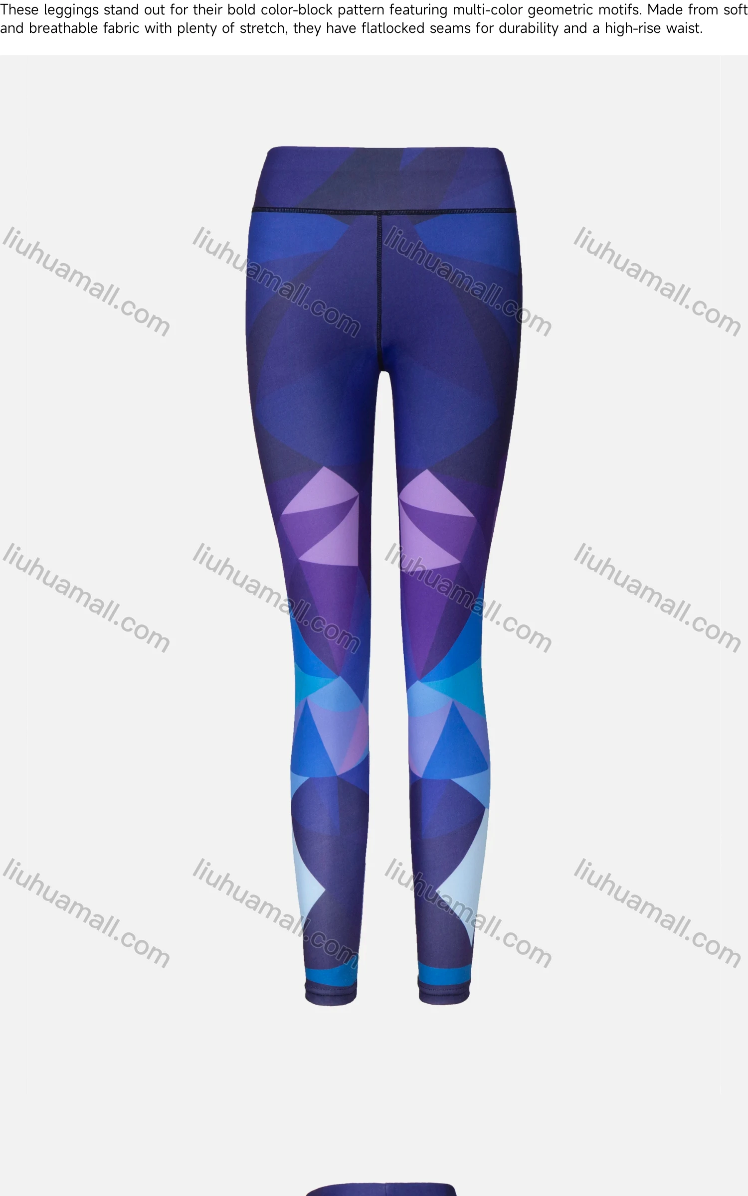 Wholesale Women's Athletic Geometric Colorblock High Waist Yoga Elasticity Leggings - Liuhuamall