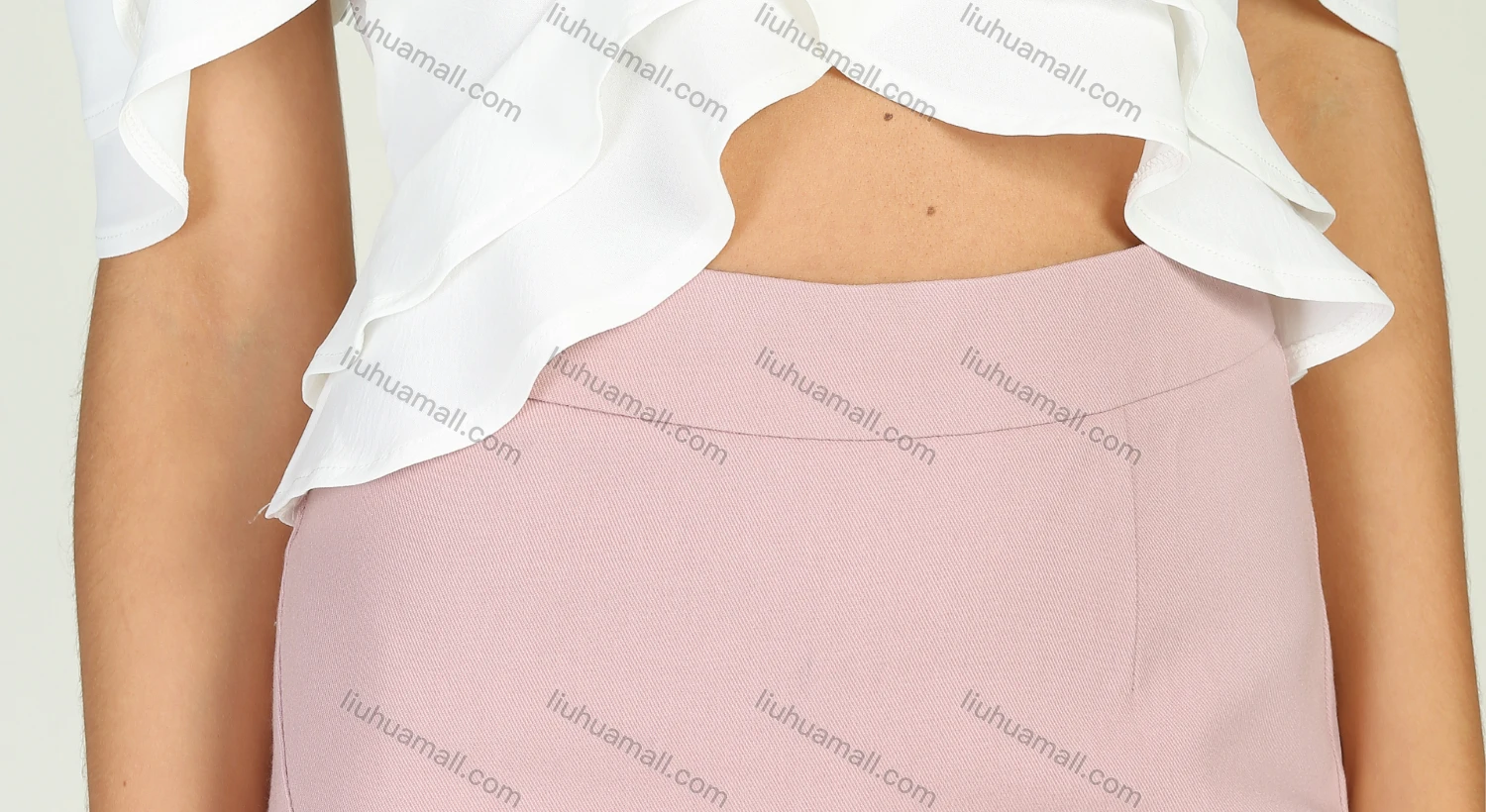 Wholesale Women's Summer Flounced White Straps Crop Cami Top And Pink Mini Skirt Set - Liuhuamall