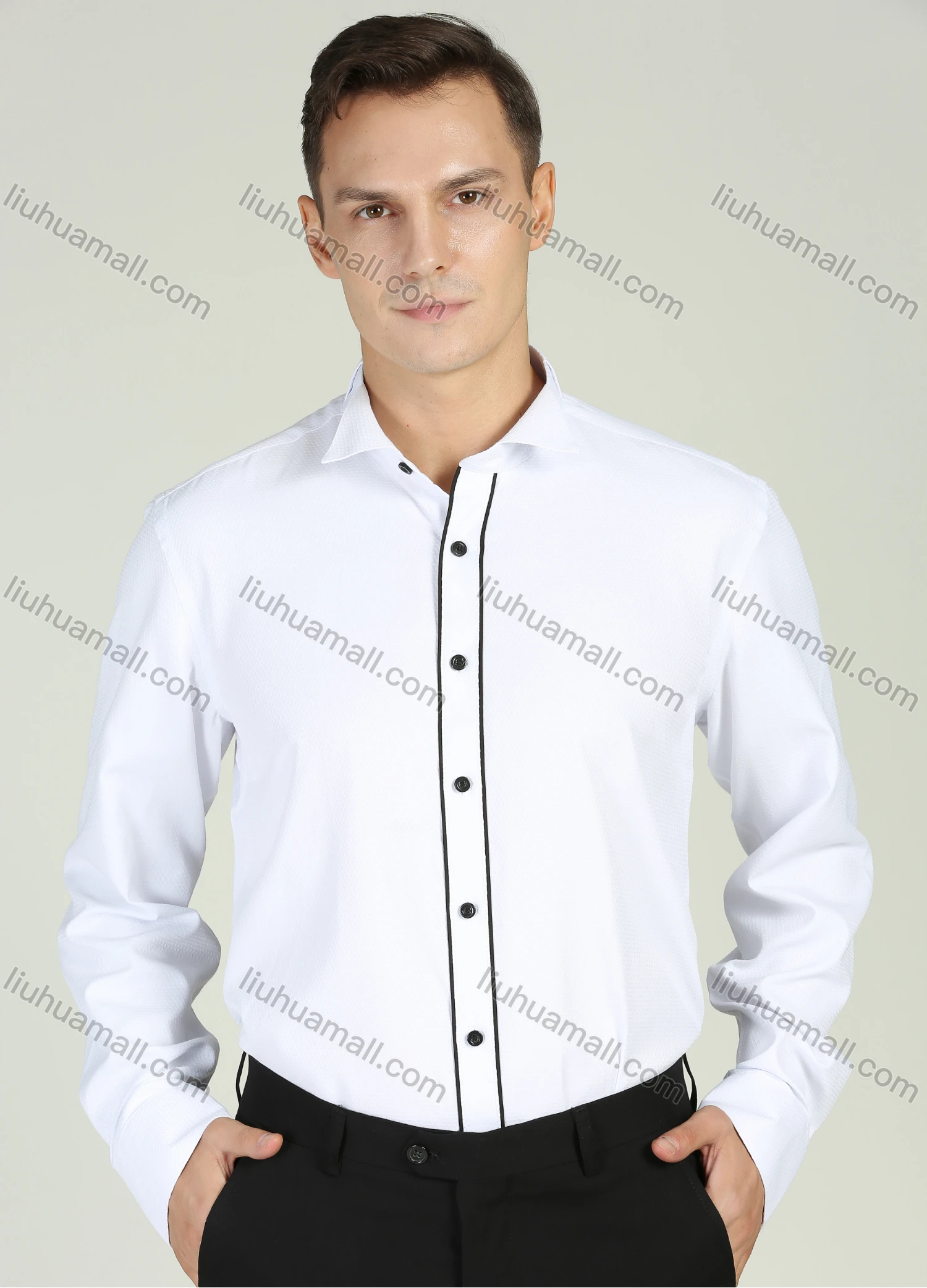 Wholesale Men's Formal Long Sleeve Plain Dress Shirts - Liuhuamall