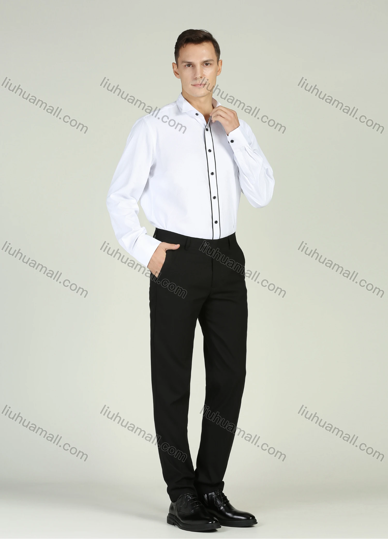 Wholesale Men's Formal Long Sleeve Plain Dress Shirts - Liuhuamall