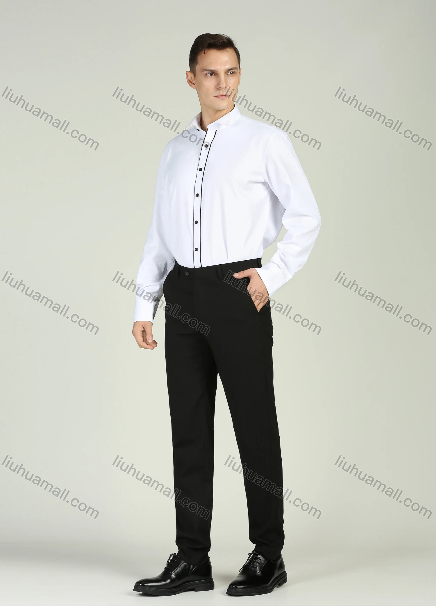 Wholesale Men's Formal Long Sleeve Plain Dress Shirts - Liuhuamall