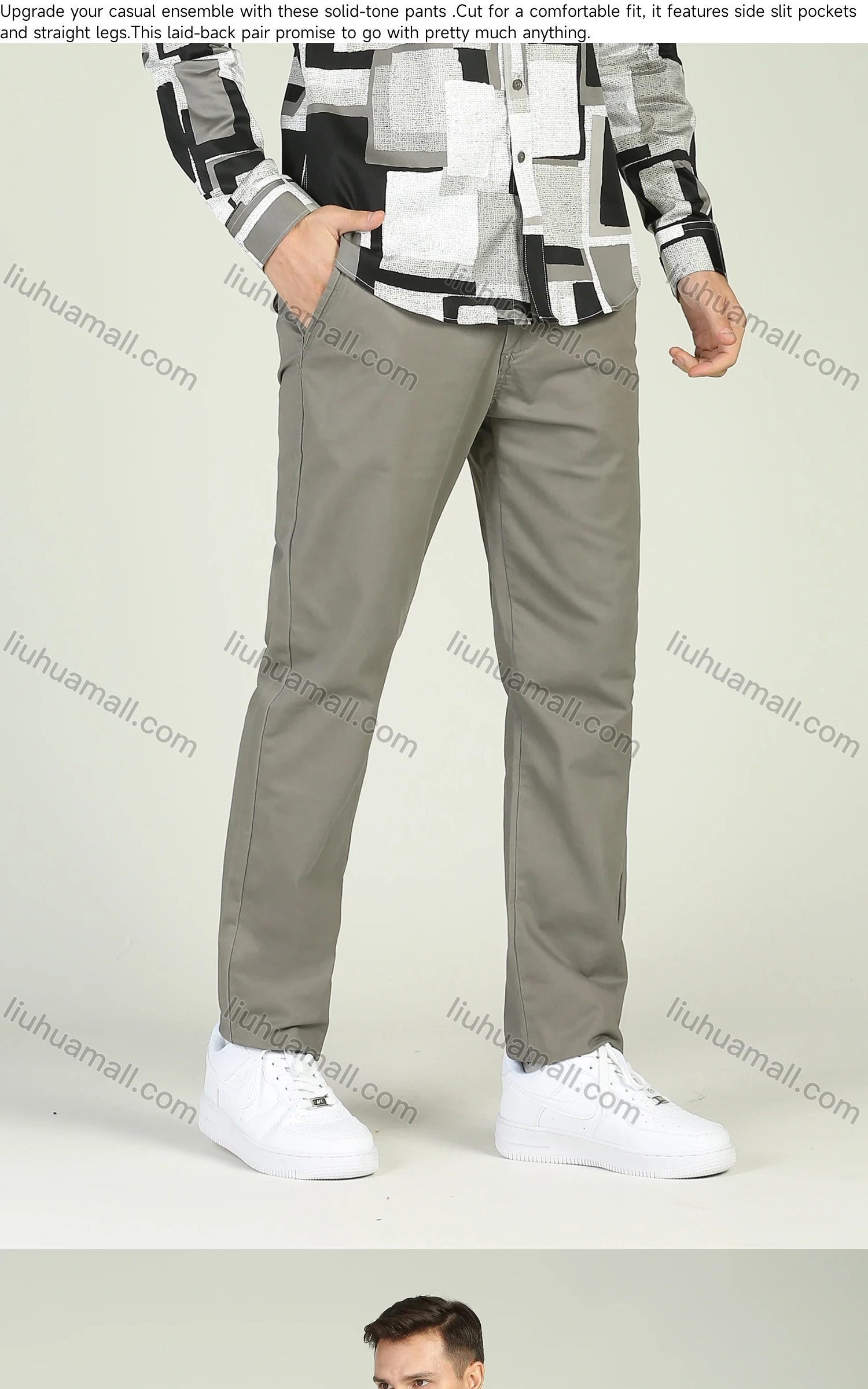 Wholesale Men's Casual Straight Leg Slant Pocket Trousers - Liuhuamall