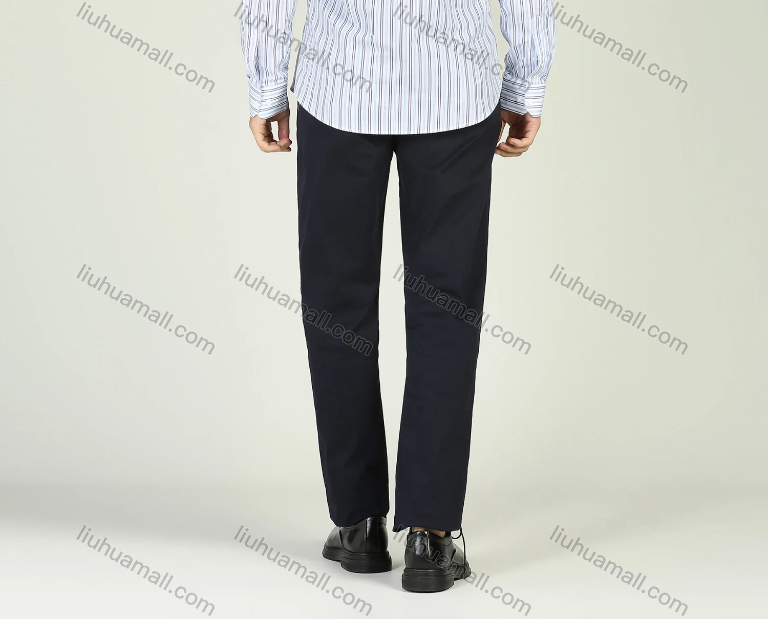 Wholesale Men's Business Long Sleeve Button Down Striped Shirt - Liuhuamall