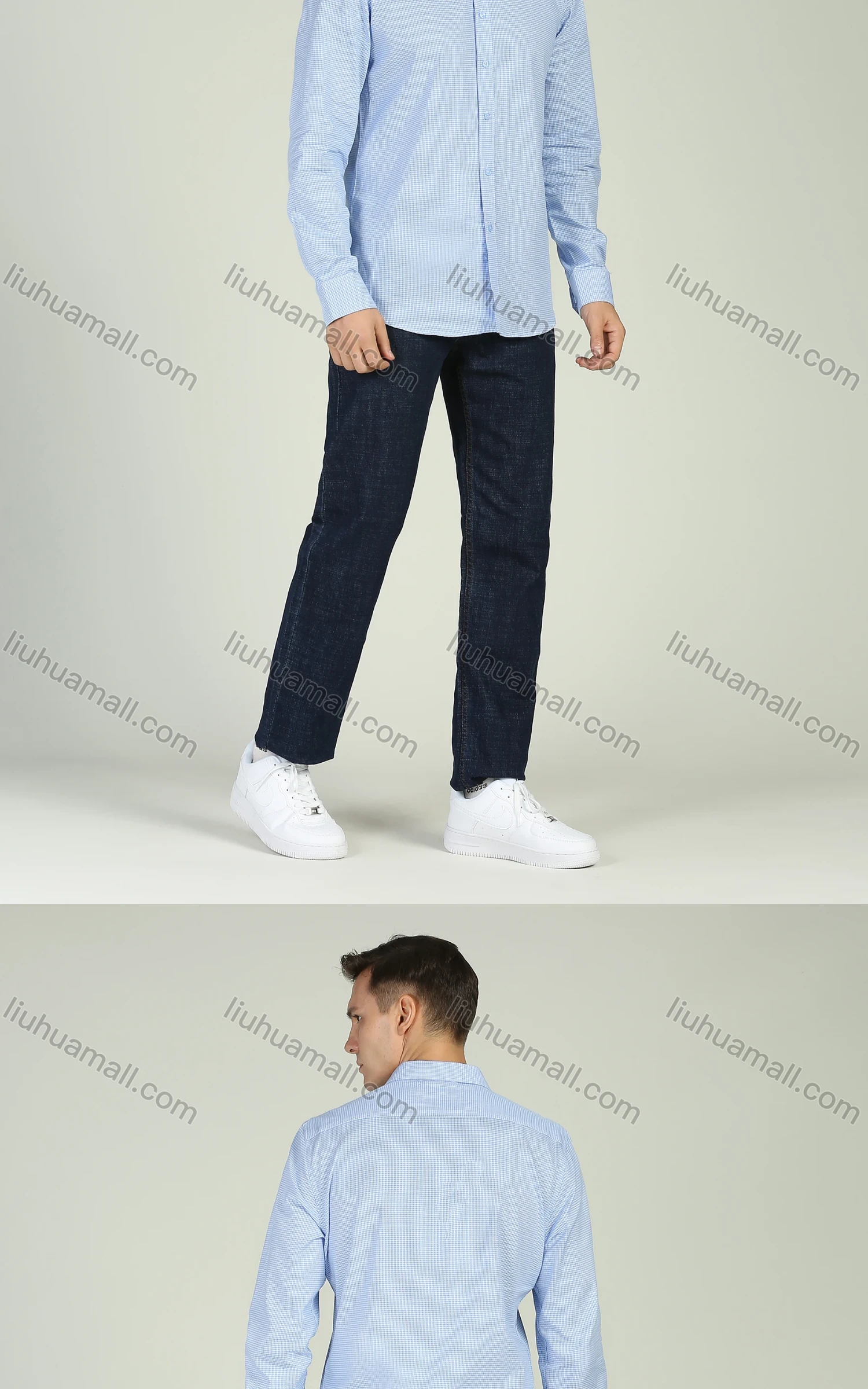 Wholesale Men's Casual Straight Leg Plain Jeans - Liuhuamall