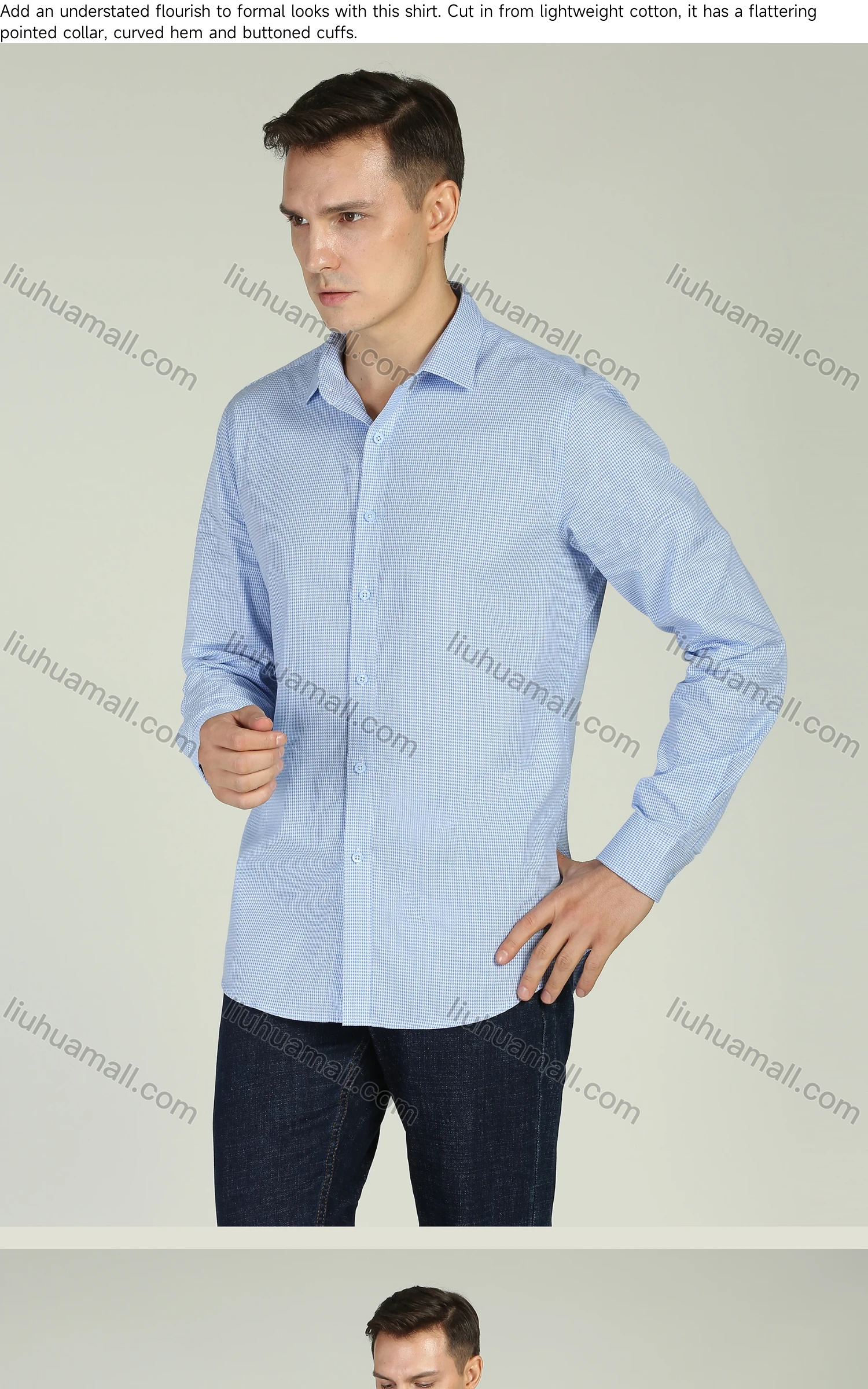 Wholesale Men's Business Button Down Long Sleeve Striped Shirt - Liuhuamall