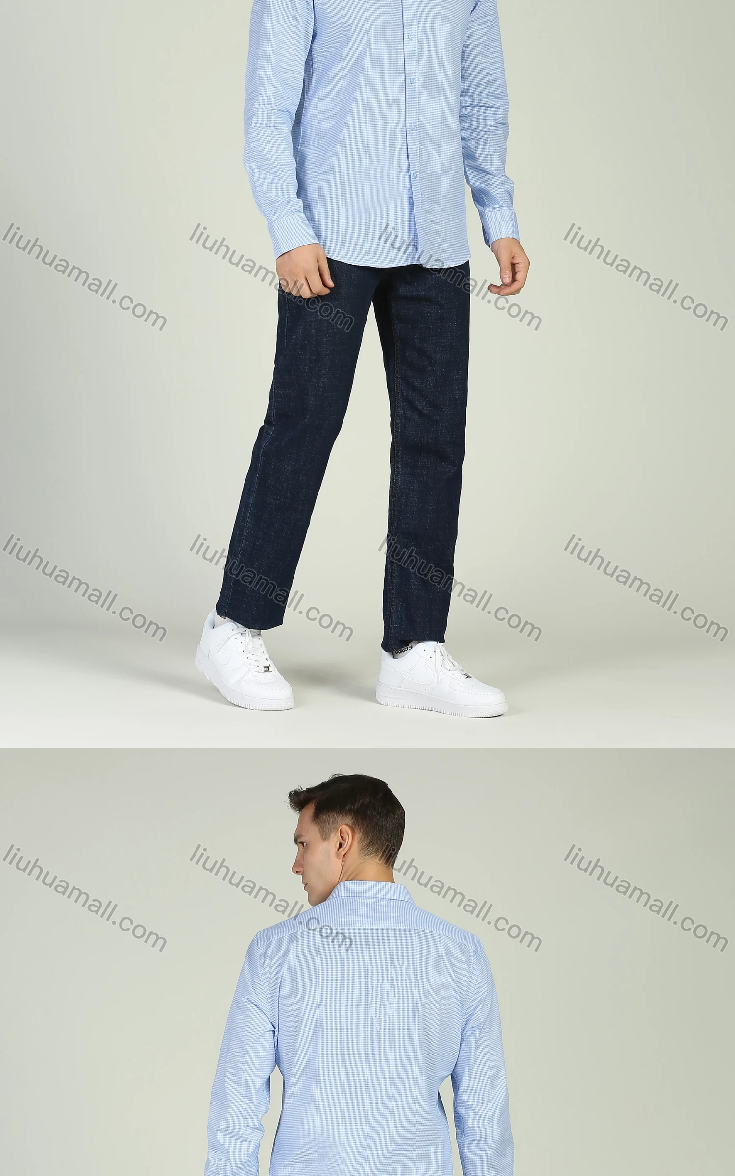 Wholesale Men's Business Button Down Long Sleeve Striped Shirt - Liuhuamall